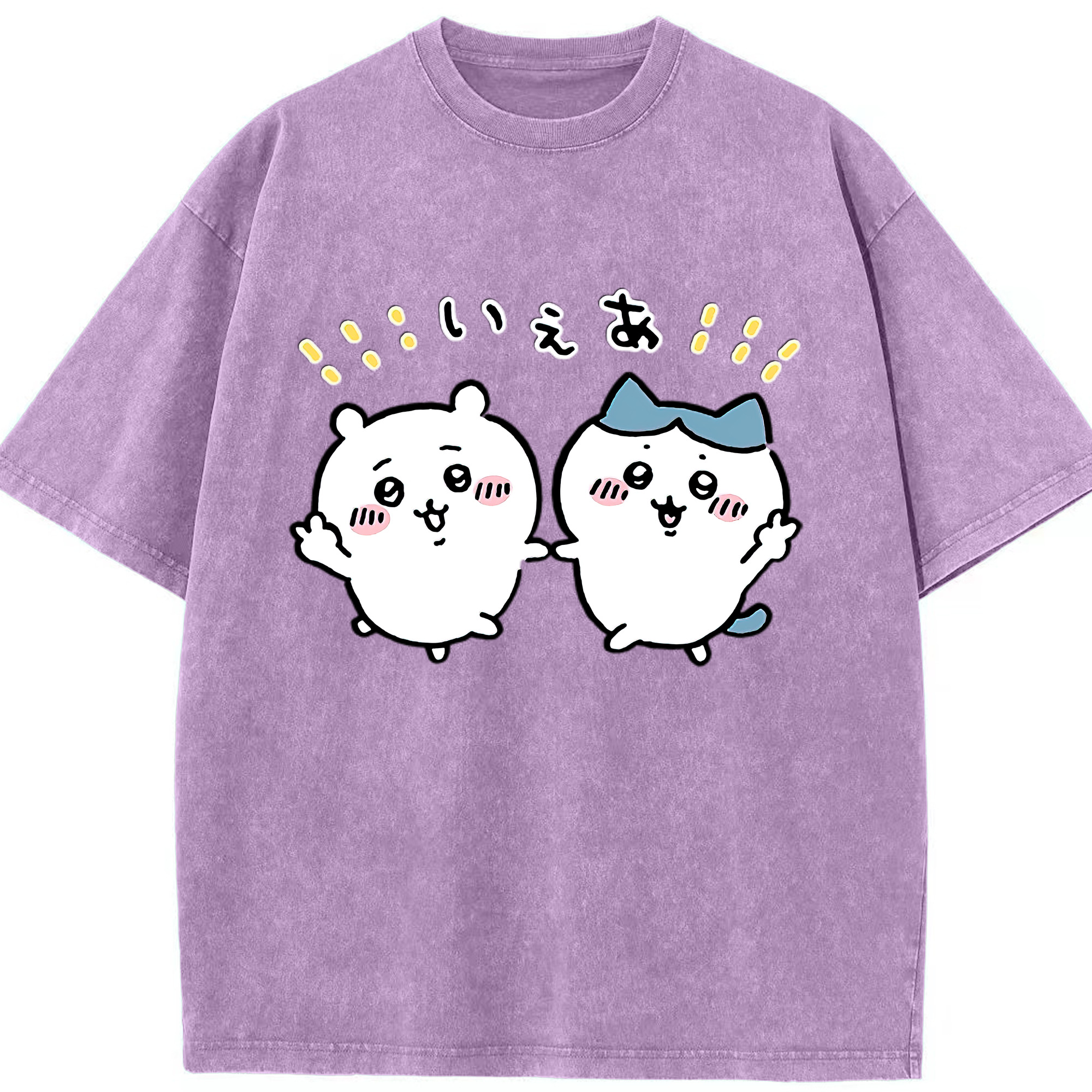 （画像用） ちいかわ ハチワレ Chii-kawa hachiware 綿100% ヴィンテージ風 半袖Tシャツ（フロントプリント）