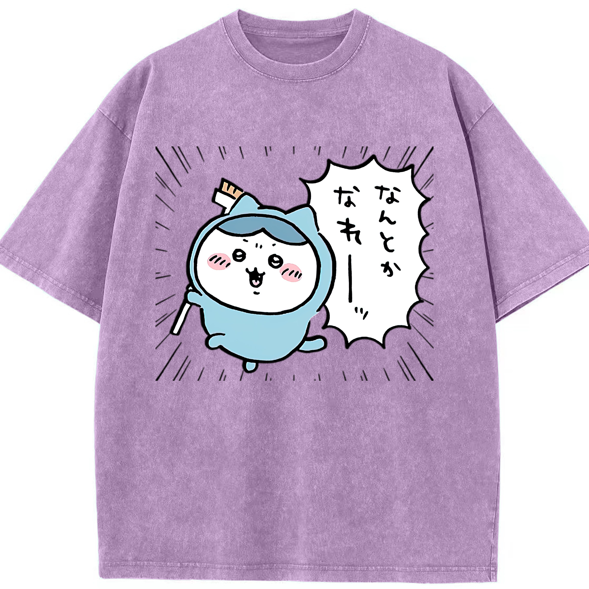 （画像用） ちいかわ ハチワレ Chii-kawa hachiware 綿100% ヴィンテージ風 半袖Tシャツ（フロントプリント）