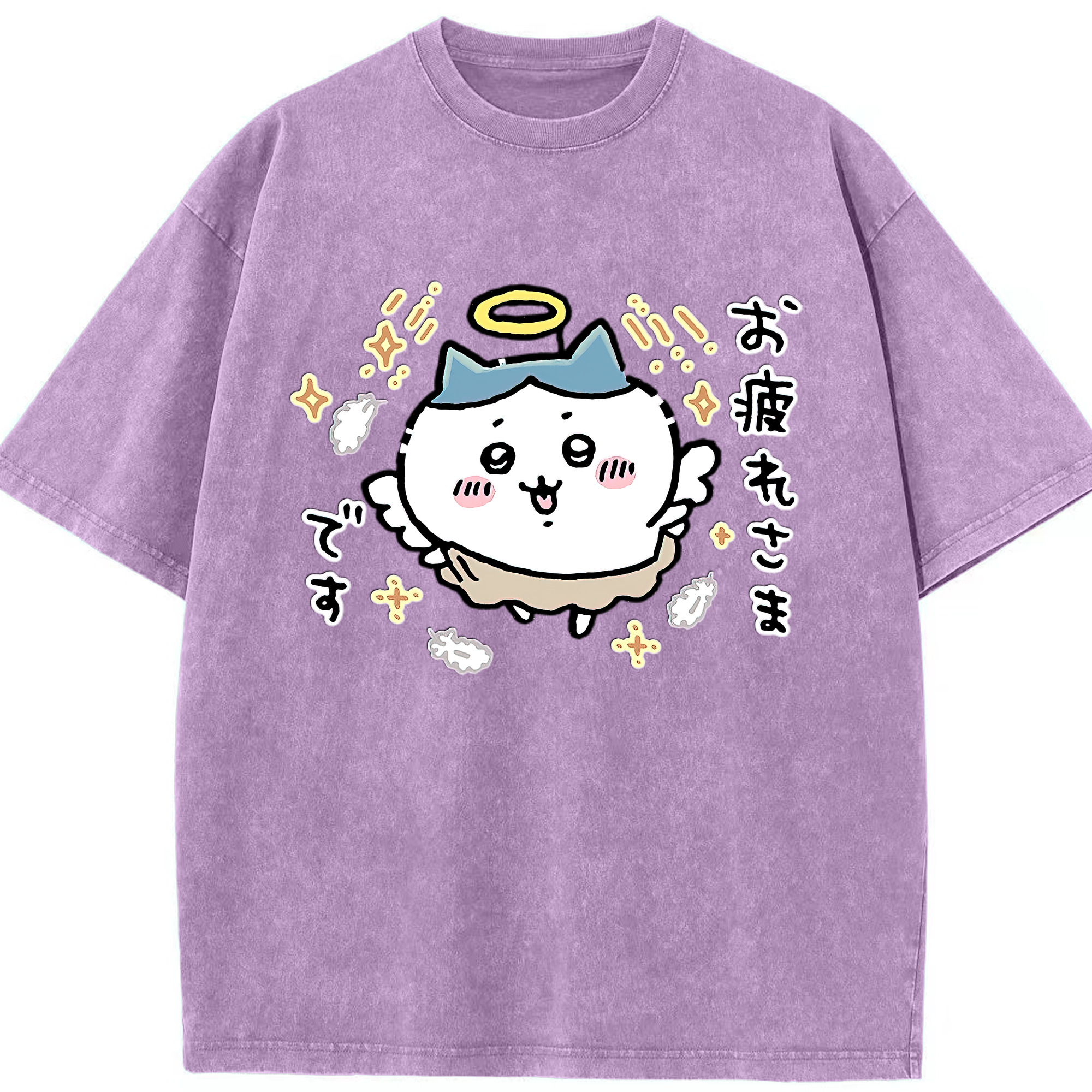 （画像用） ちいかわ ハチワレ Chii-kawa hachiware 綿100% ヴィンテージ風 半袖Tシャツ（フロントプリント）