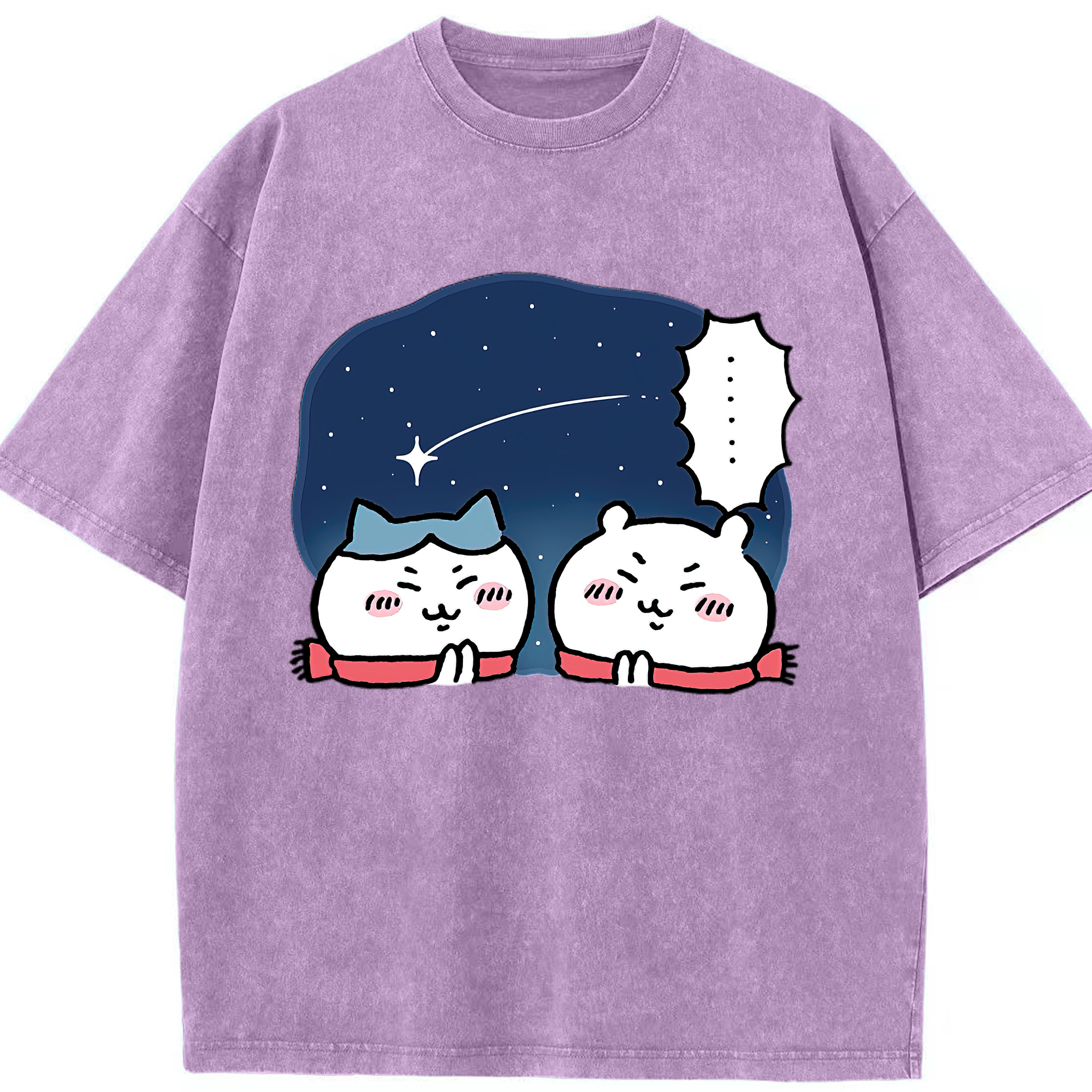 （画像用） ちいかわ ハチワレ Chii-kawa hachiware 綿100% ヴィンテージ風 半袖Tシャツ（フロントプリント）