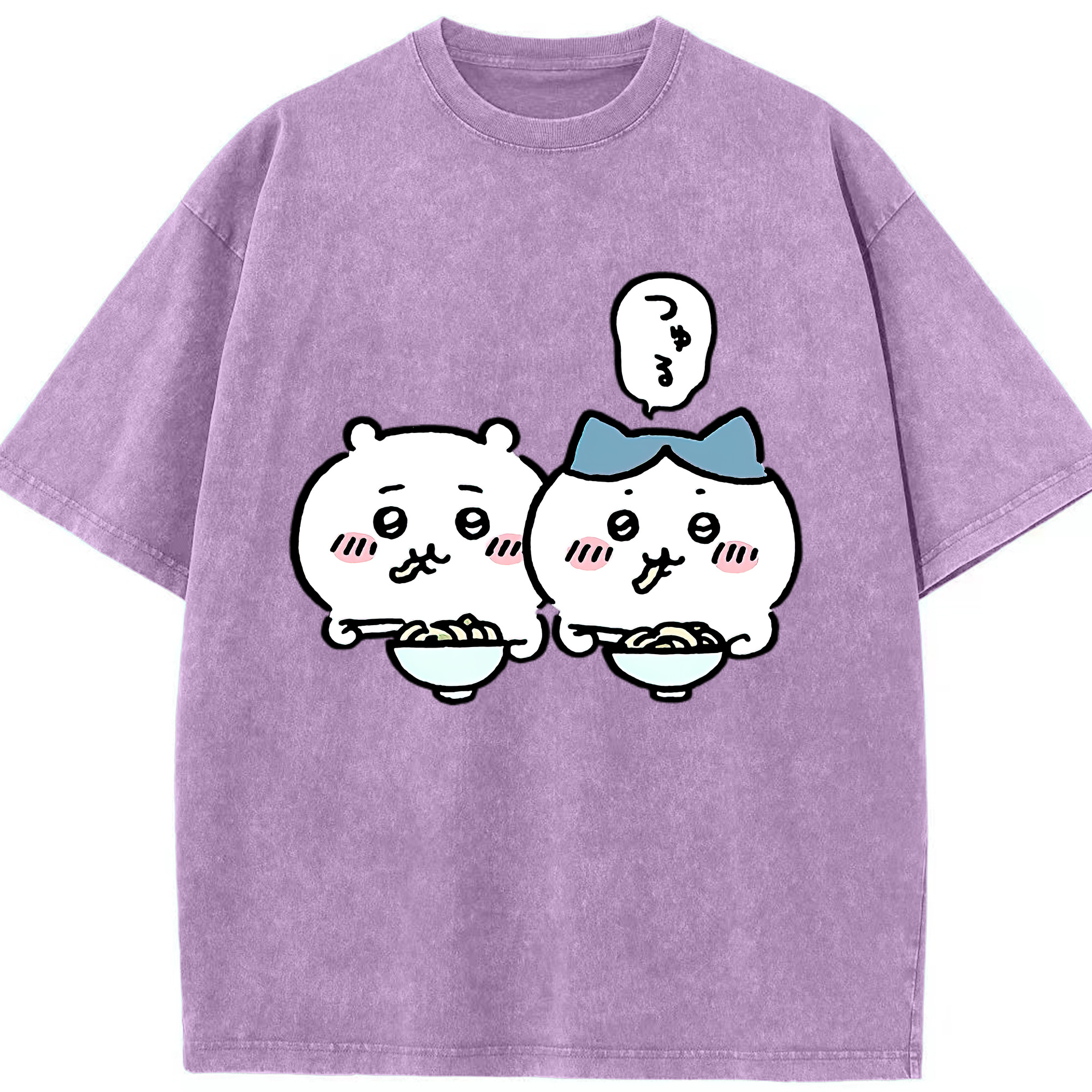 （画像用） ちいかわ ハチワレ Chii-kawa hachiware 綿100% ヴィンテージ風 半袖Tシャツ（フロントプリント）