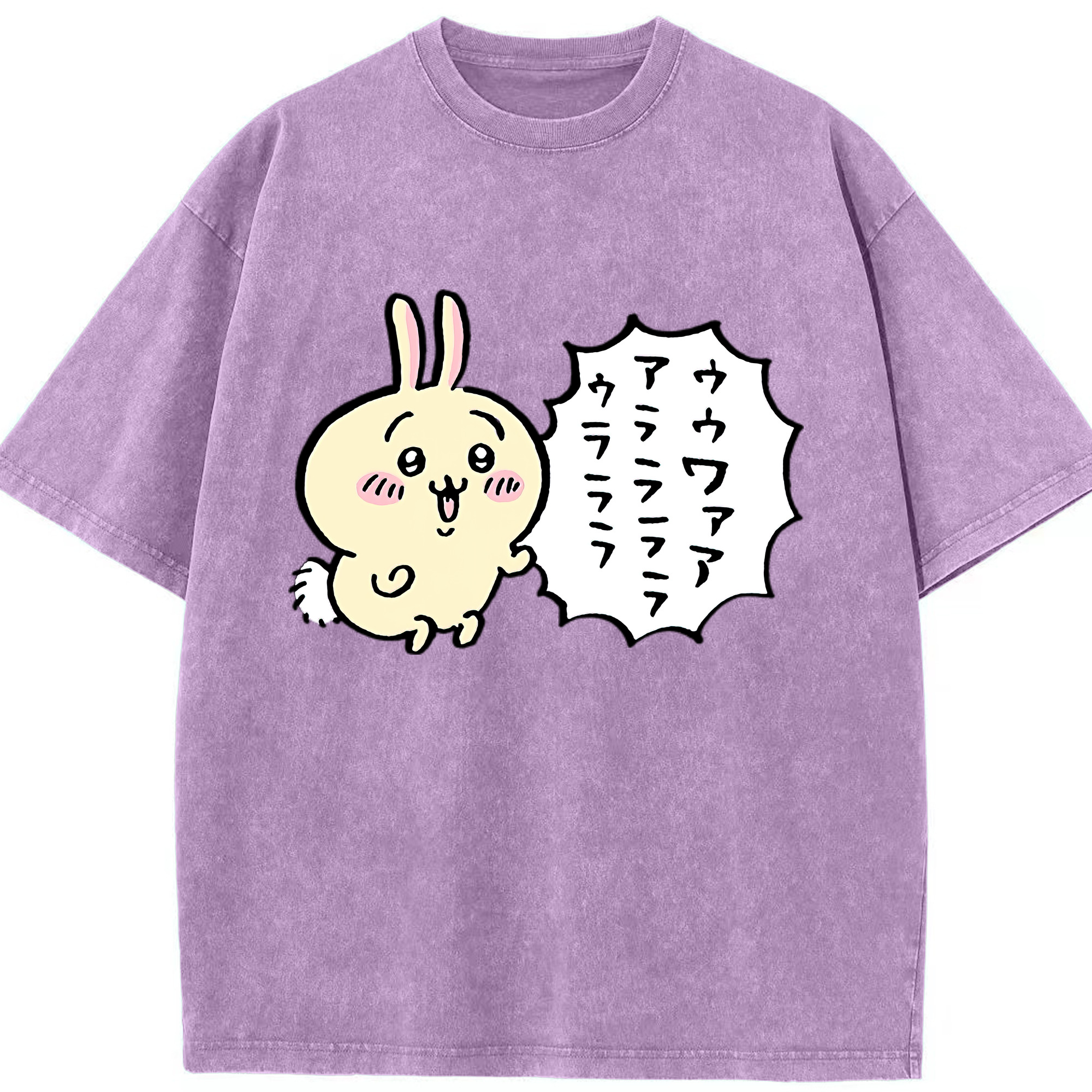 （画像用） ちいかわ うさぎ Chii-kawa usagi 綿100% ヴィンテージ風 半袖Tシャツ（フロントプリント）