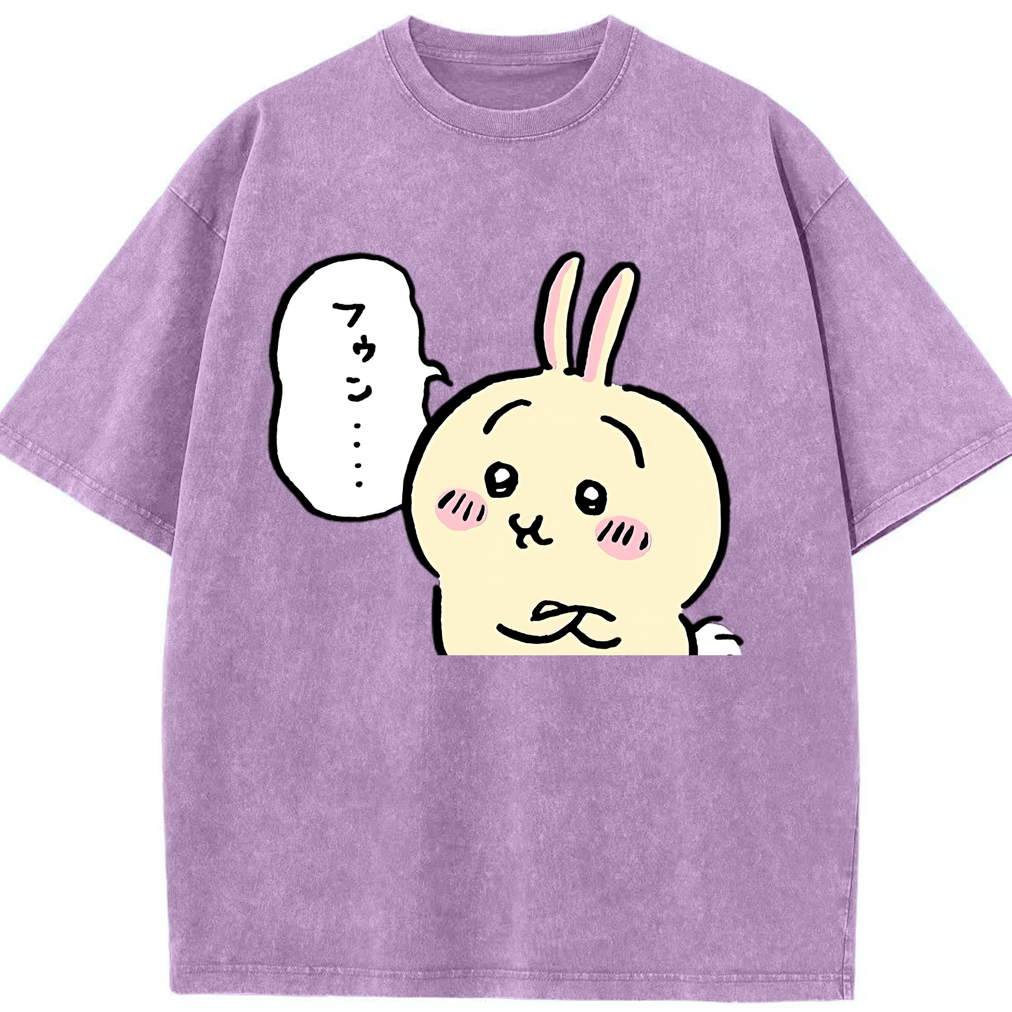 （画像用） ちいかわ うさぎ Chii-kawa usagi 綿100% ヴィンテージ風 半袖Tシャツ（フロントプリント）