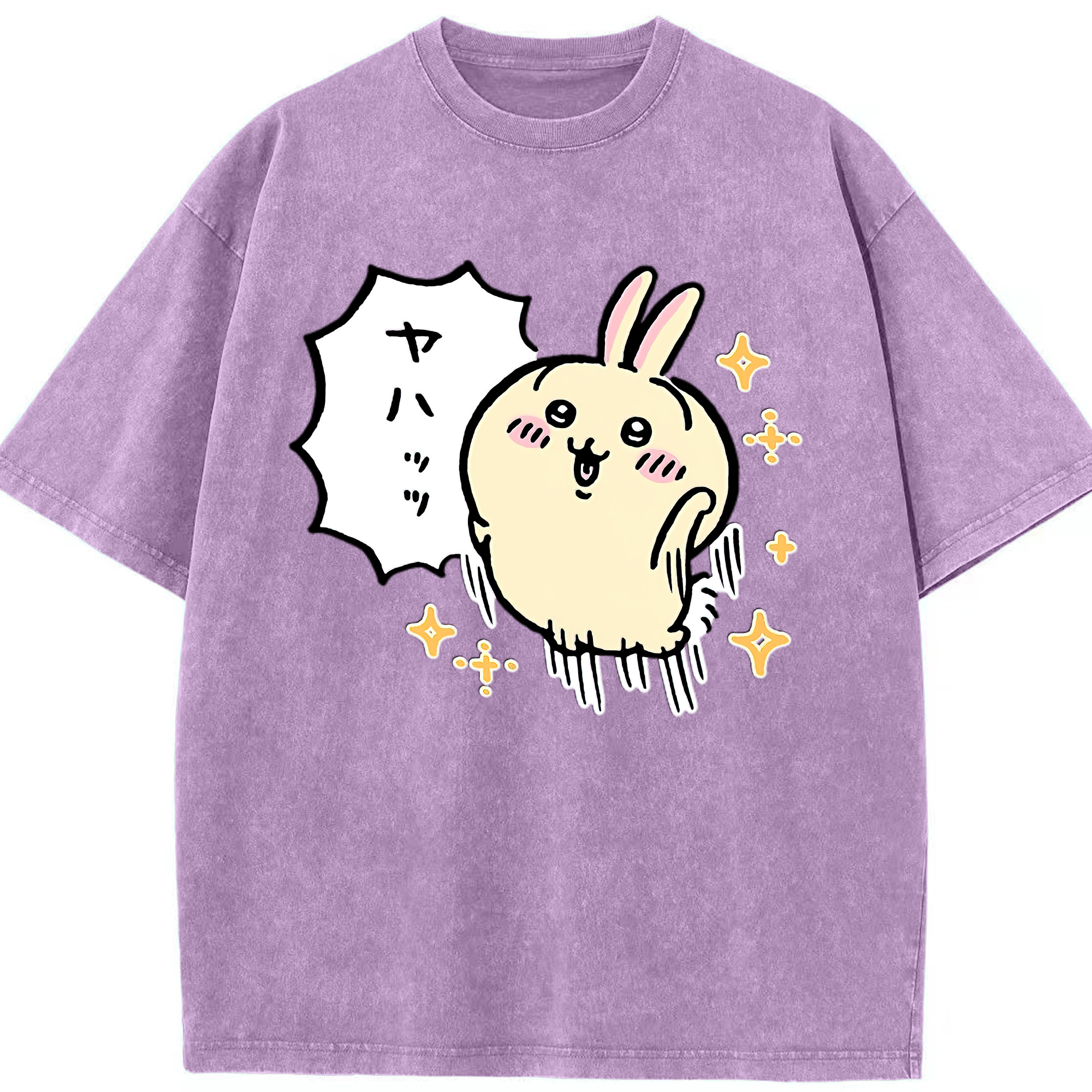 （画像用） ちいかわ うさぎ Chii-kawa usagi 綿100% ヴィンテージ風 半袖Tシャツ（フロントプリント）