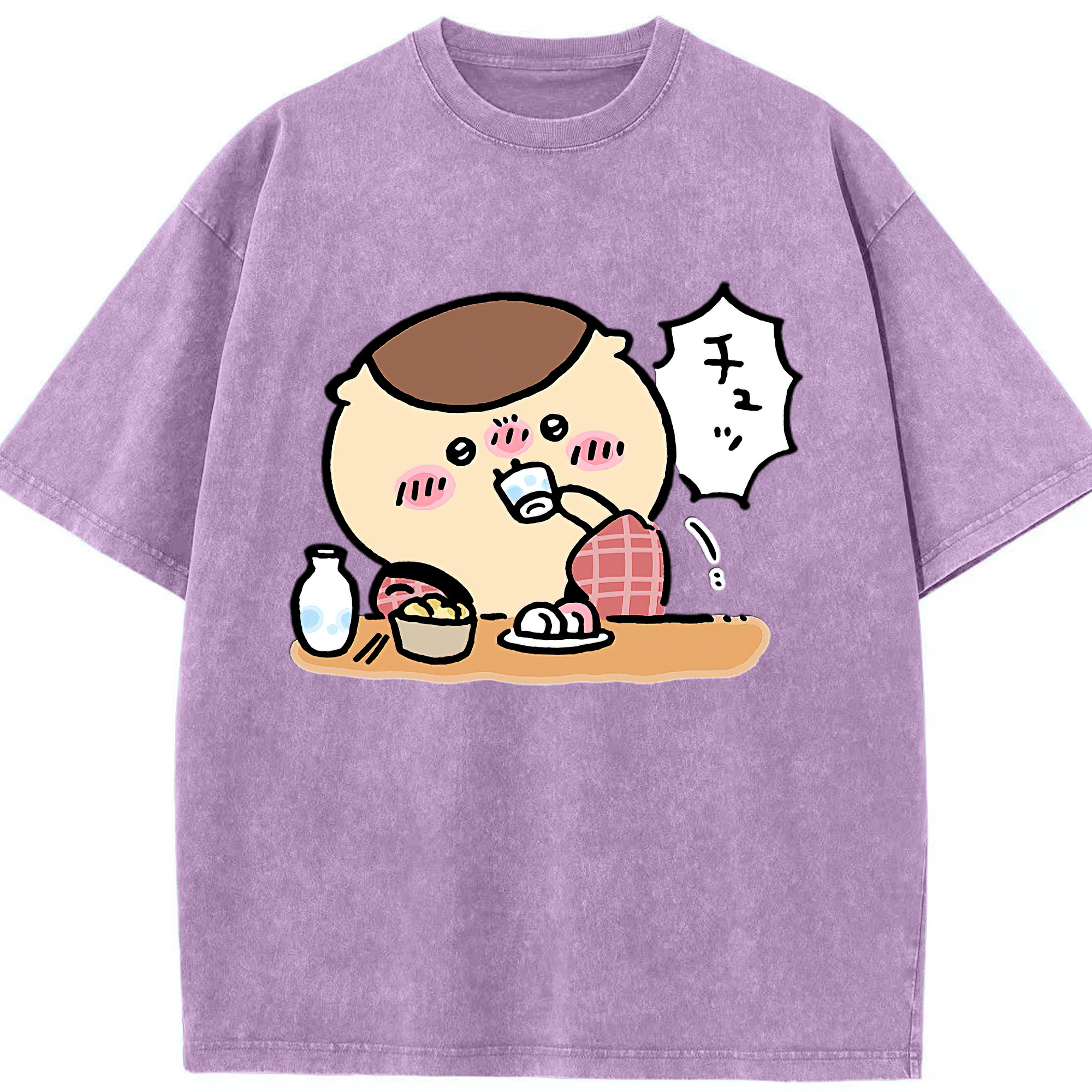 （画像用） ちいかわ くりまんじゅう Chii-kawa kuri manjū 綿100% ヴィンテージ風 半袖Tシャツ（フロントプリント）