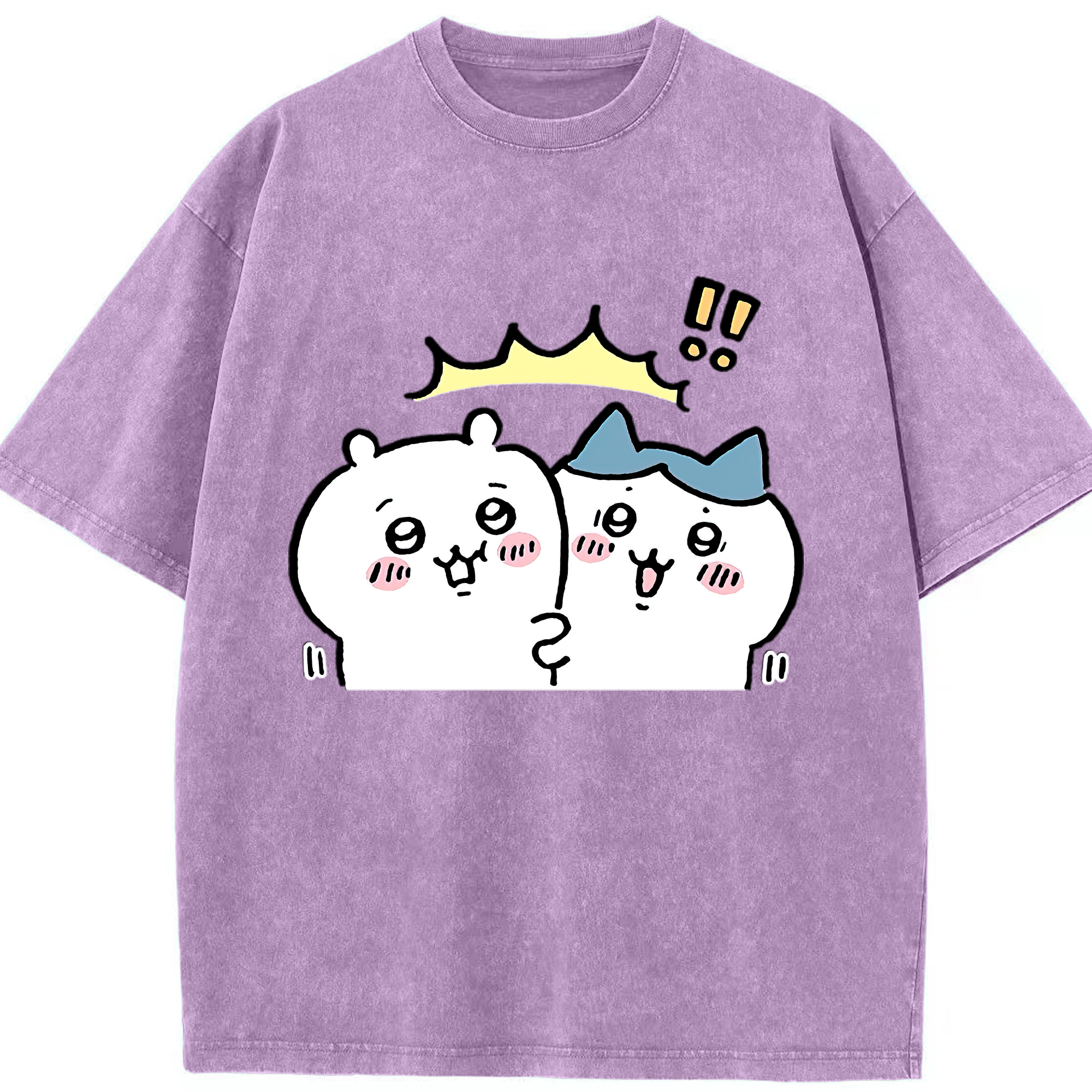 （画像用） ちいかわ ハチワレ Chii-kawa hachiware 綿100% ヴィンテージ風 半袖Tシャツ（フロントプリント）