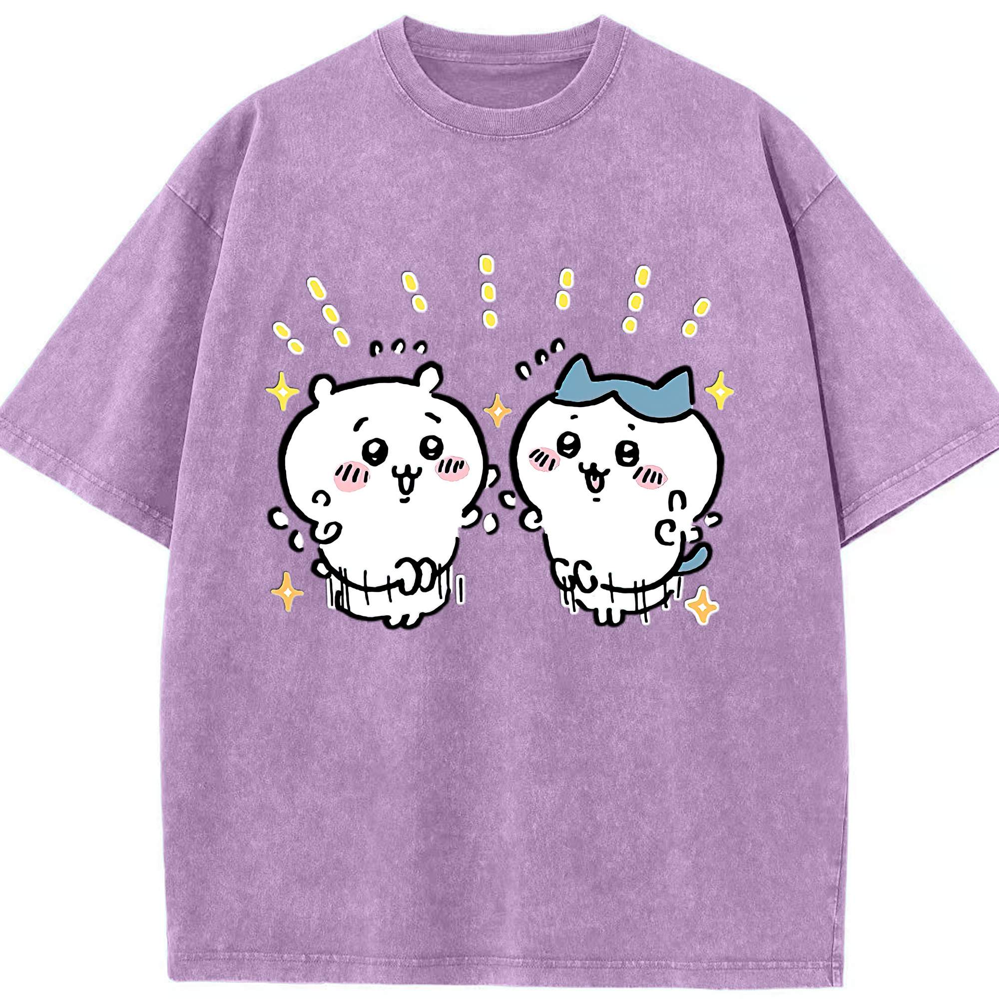 （画像用） ちいかわ ハチワレ Chii-kawa hachiware 綿100% ヴィンテージ風 半袖Tシャツ（フロントプリント）
