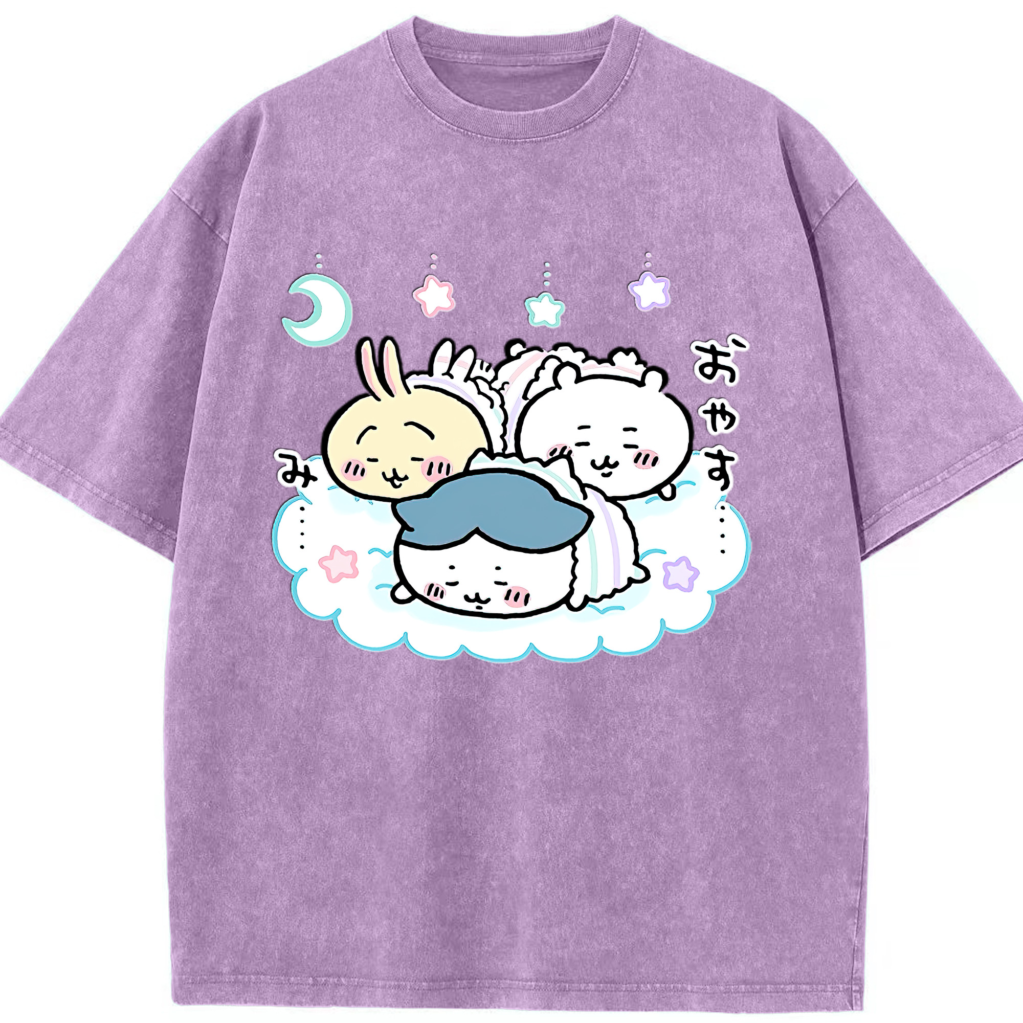（画像用） ちいかわ ハチワレ Chii-kawa hachiware 綿100% ヴィンテージ風 半袖Tシャツ（フロントプリント）