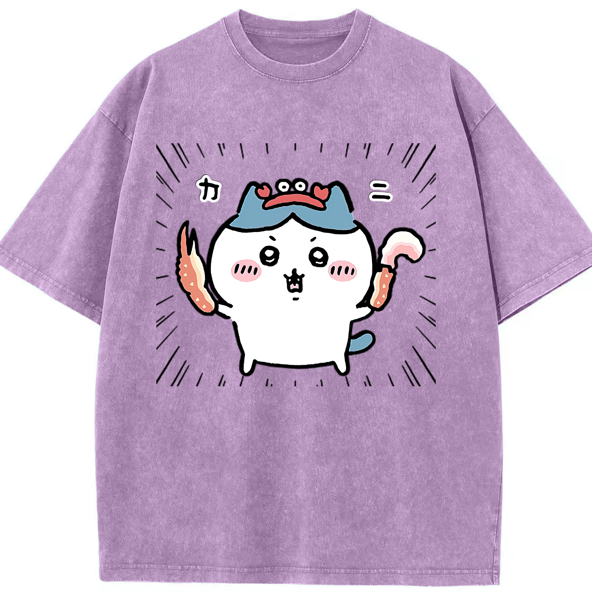 （画像用） ちいかわ ハチワレ Chii-kawa hachiware 綿100% ヴィンテージ風 半袖Tシャツ（フロントプリント）