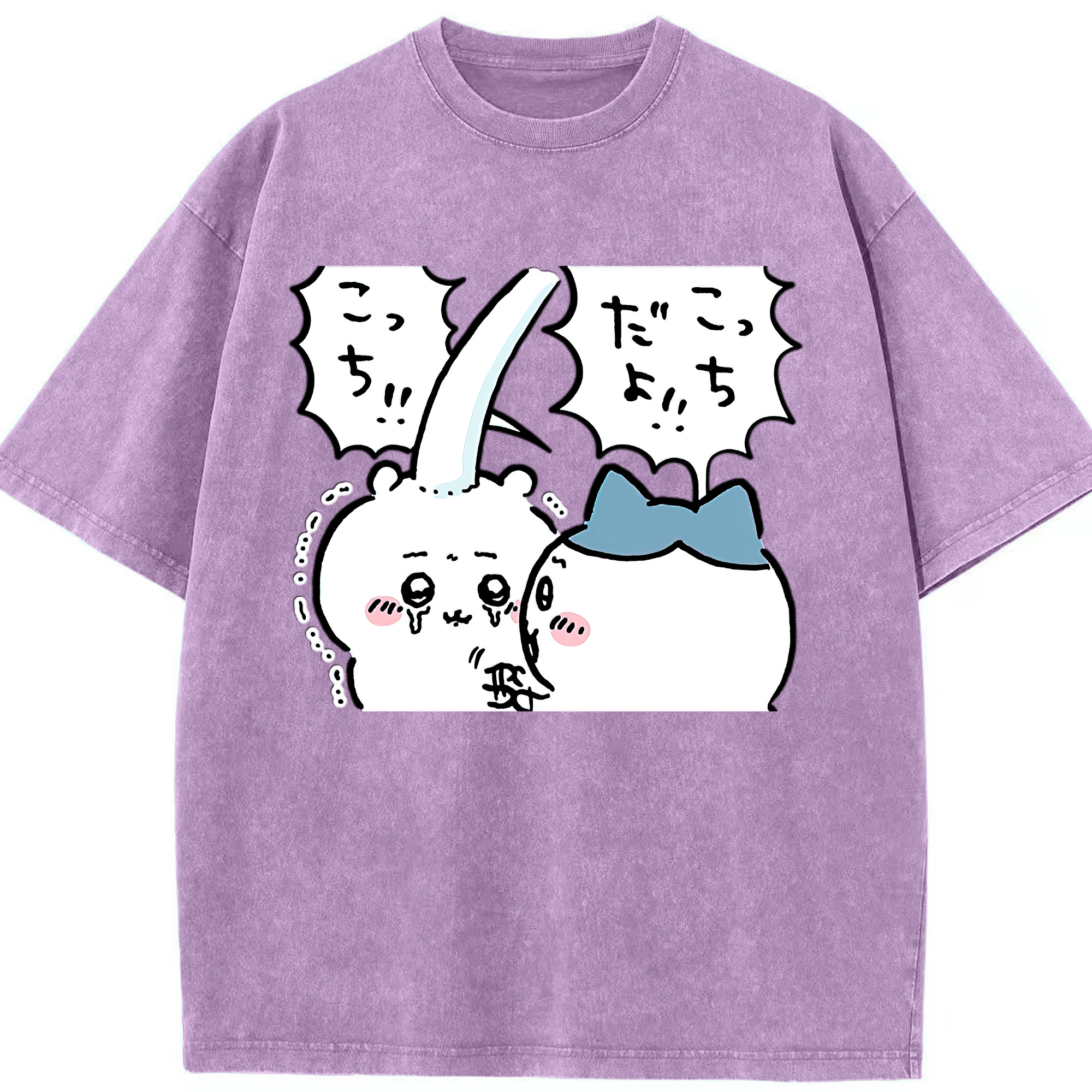 （画像用） ちいかわ ハチワレ Chii-kawa hachiware 綿100% ヴィンテージ風 半袖Tシャツ（フロントプリント）