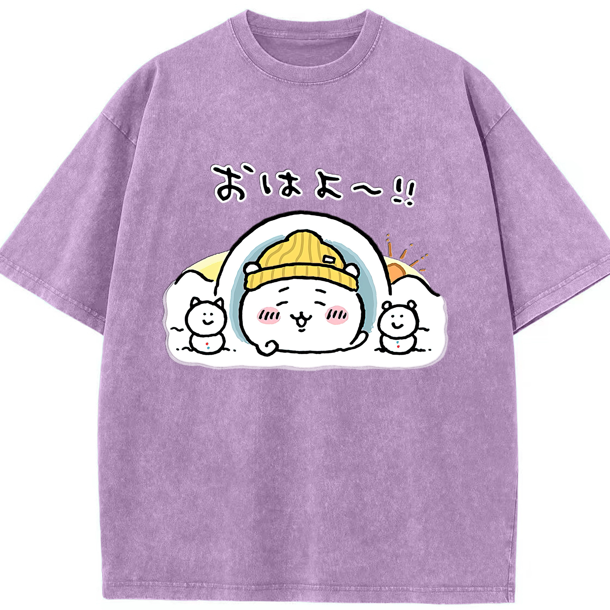 （画像用） ちいかわ ちいかわ Chii-kawa chiikawa 綿100% ヴィンテージ風 半袖Tシャツ（フロントプリント）