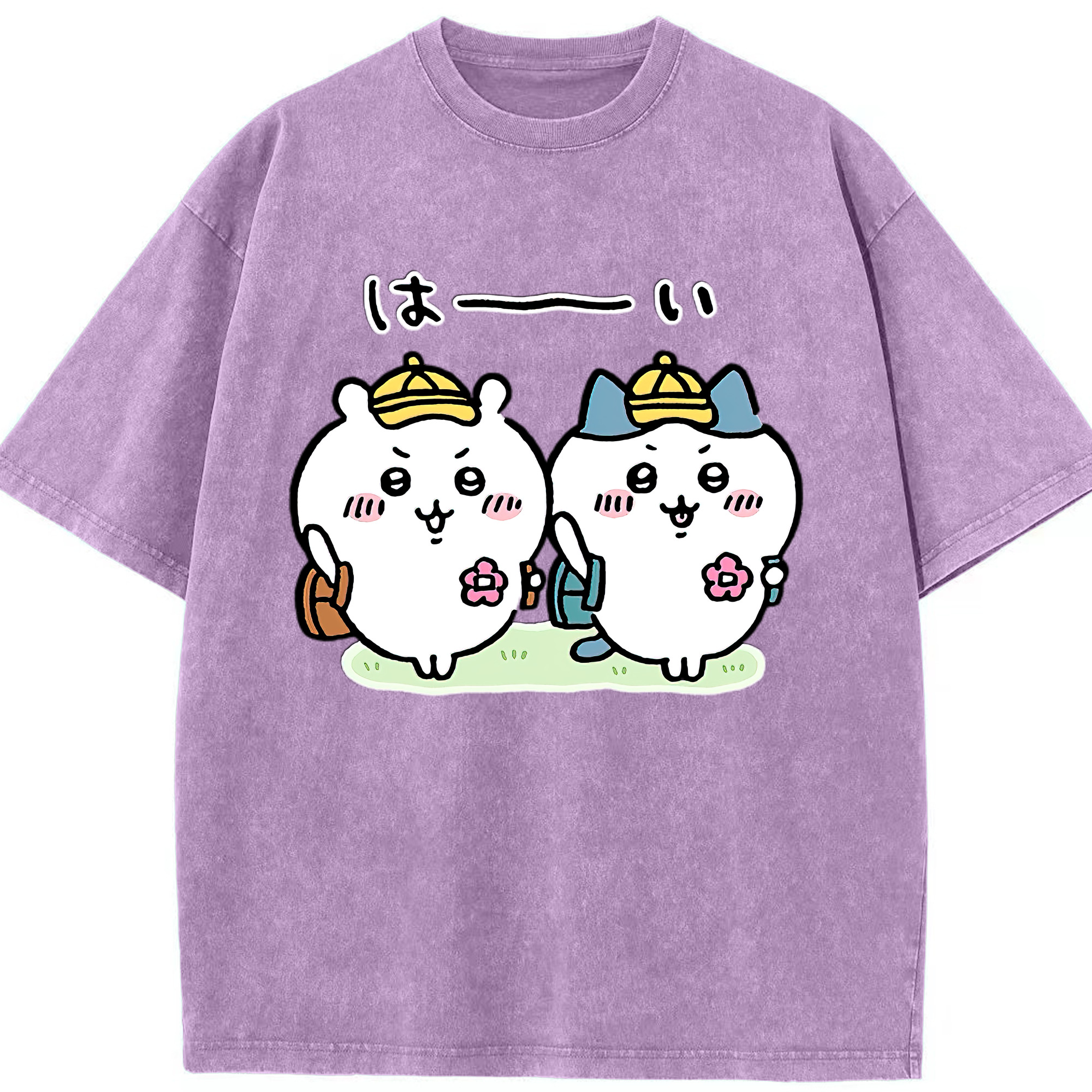 （画像用） ちいかわ ハチワレ Chii-kawa hachiware 綿100% ヴィンテージ風 半袖Tシャツ（フロントプリント）