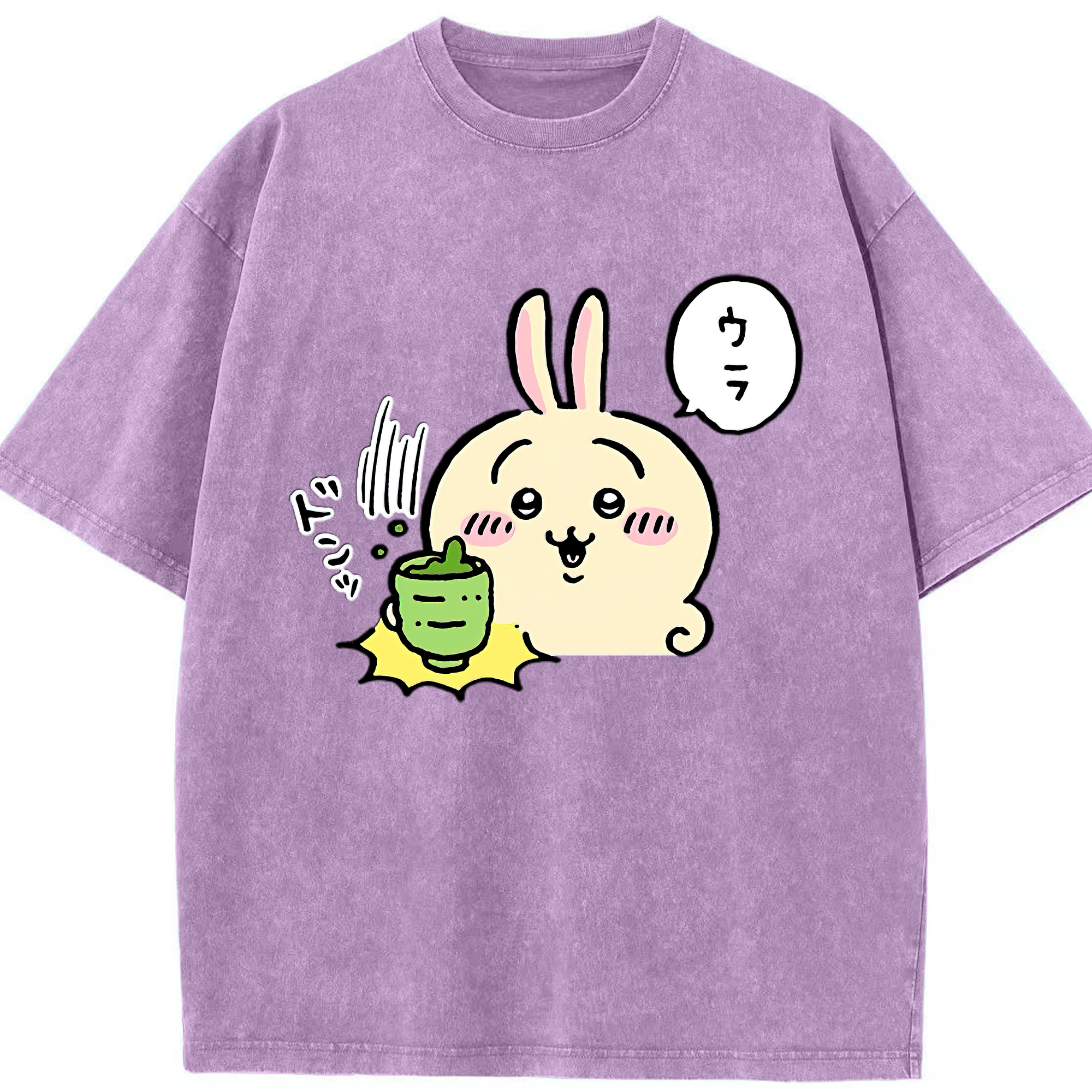 （画像用） ちいかわ うさぎ Chii-kawa usagi 綿100% ヴィンテージ風 半袖Tシャツ（フロントプリント）