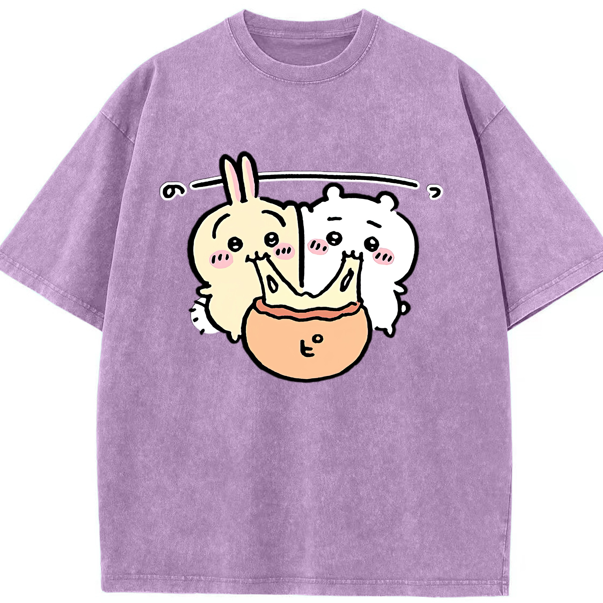 （画像用） ちいかわ うさぎ Chii-kawa usagi 綿100% ヴィンテージ風 半袖Tシャツ（フロントプリント）