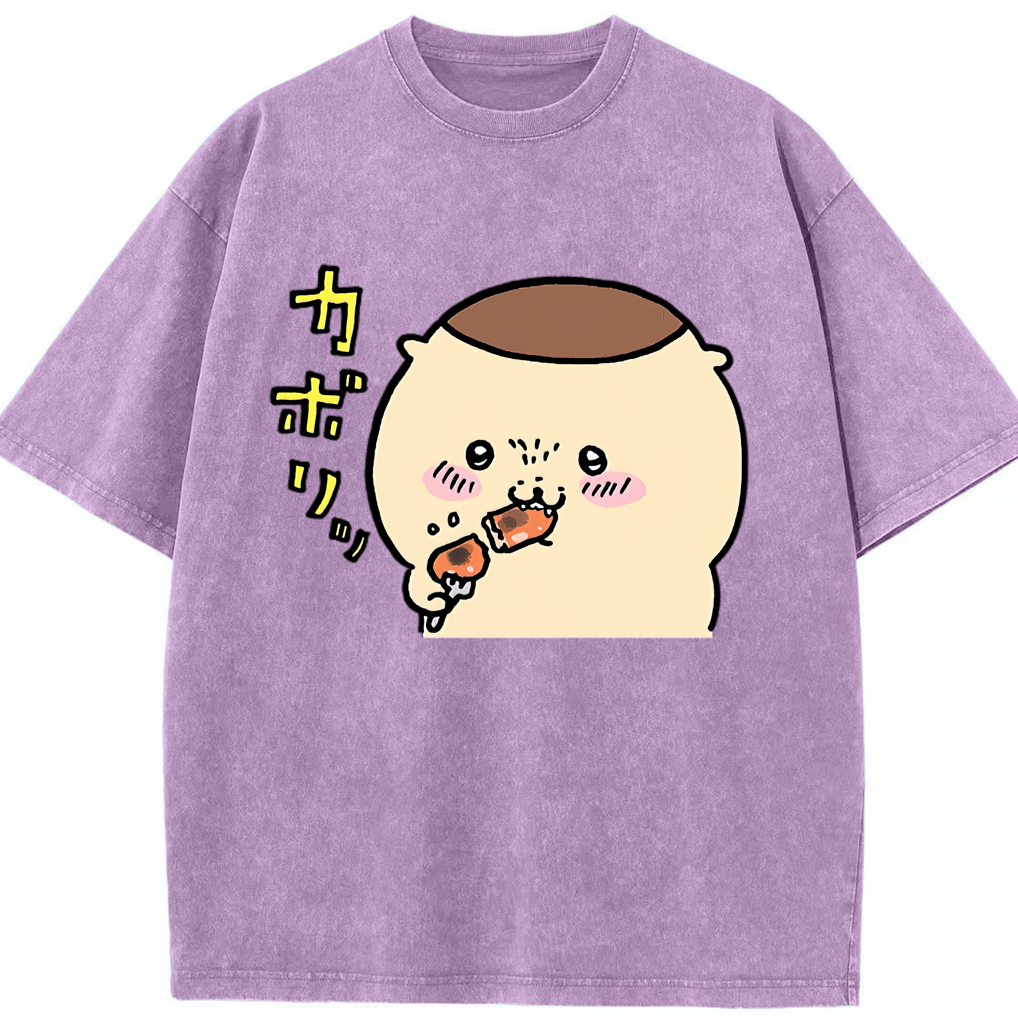 （画像用） ちいかわ くりまんじゅう Chii-kawa kuri manjū 綿100% ヴィンテージ風 半袖Tシャツ（フロントプリント）