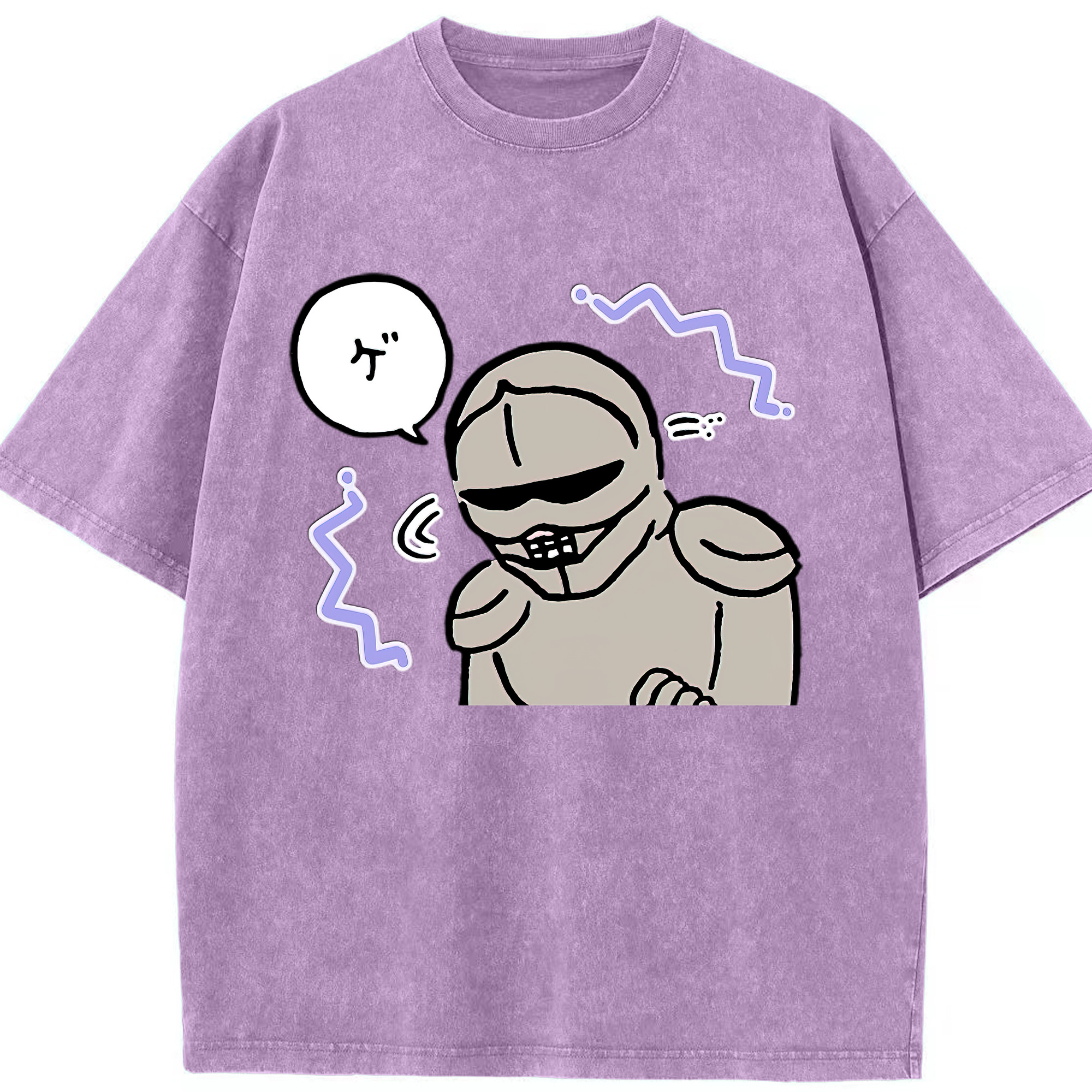 （画像用） ちいかわ 労働の鎧さん Chii-kawa Mr. Armor of Labor 綿100% ヴィンテージ風 半袖Tシャツ（フロントプリント）