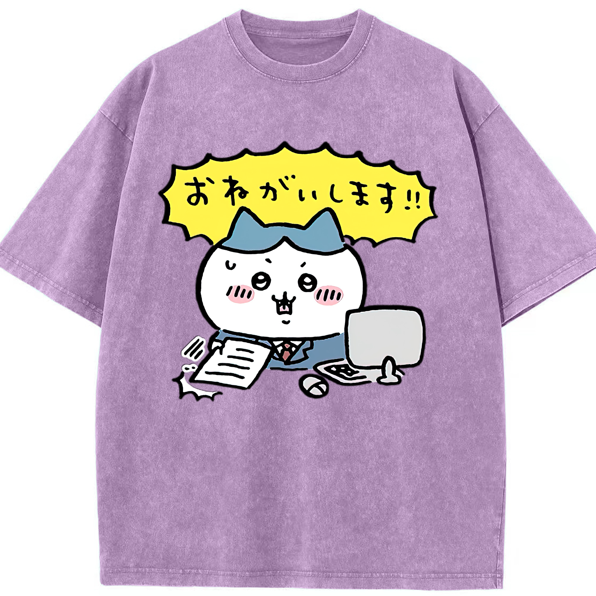 （画像用） ちいかわ ハチワレ Chii-kawa hachiware 綿100% ヴィンテージ風 半袖Tシャツ（フロントプリント）