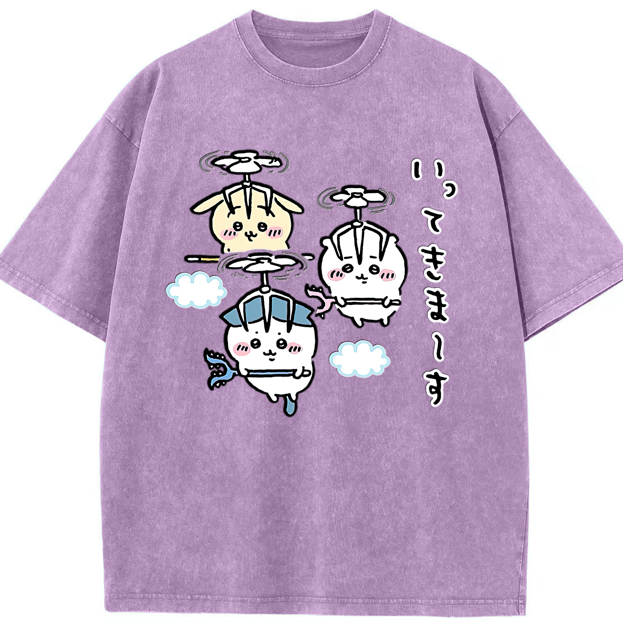 （画像用） ちいかわ ちいかわ Chii-kawa chiikawa 綿100% ヴィンテージ風 半袖Tシャツ（フロントプリント）