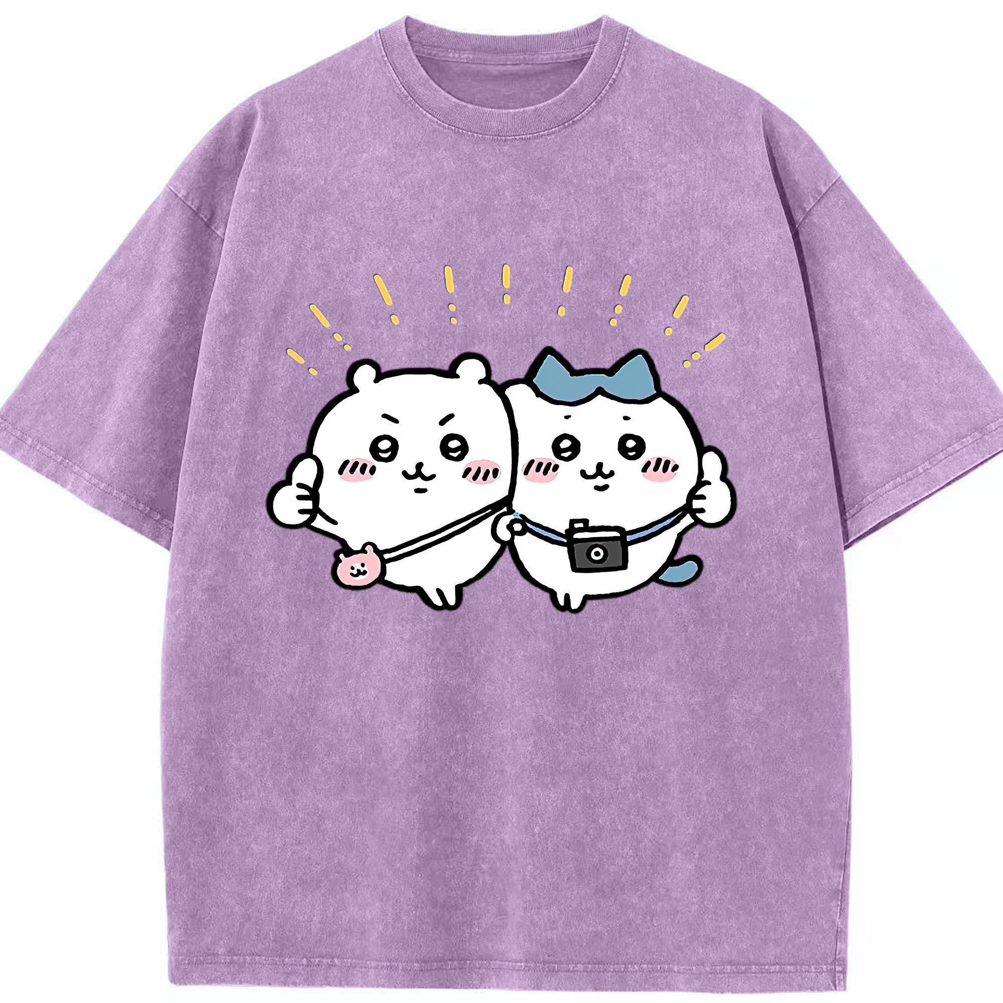 （画像用） ちいかわ ちいかわ Chii-kawa chiikawa 綿100% ヴィンテージ風 半袖Tシャツ（フロントプリント）