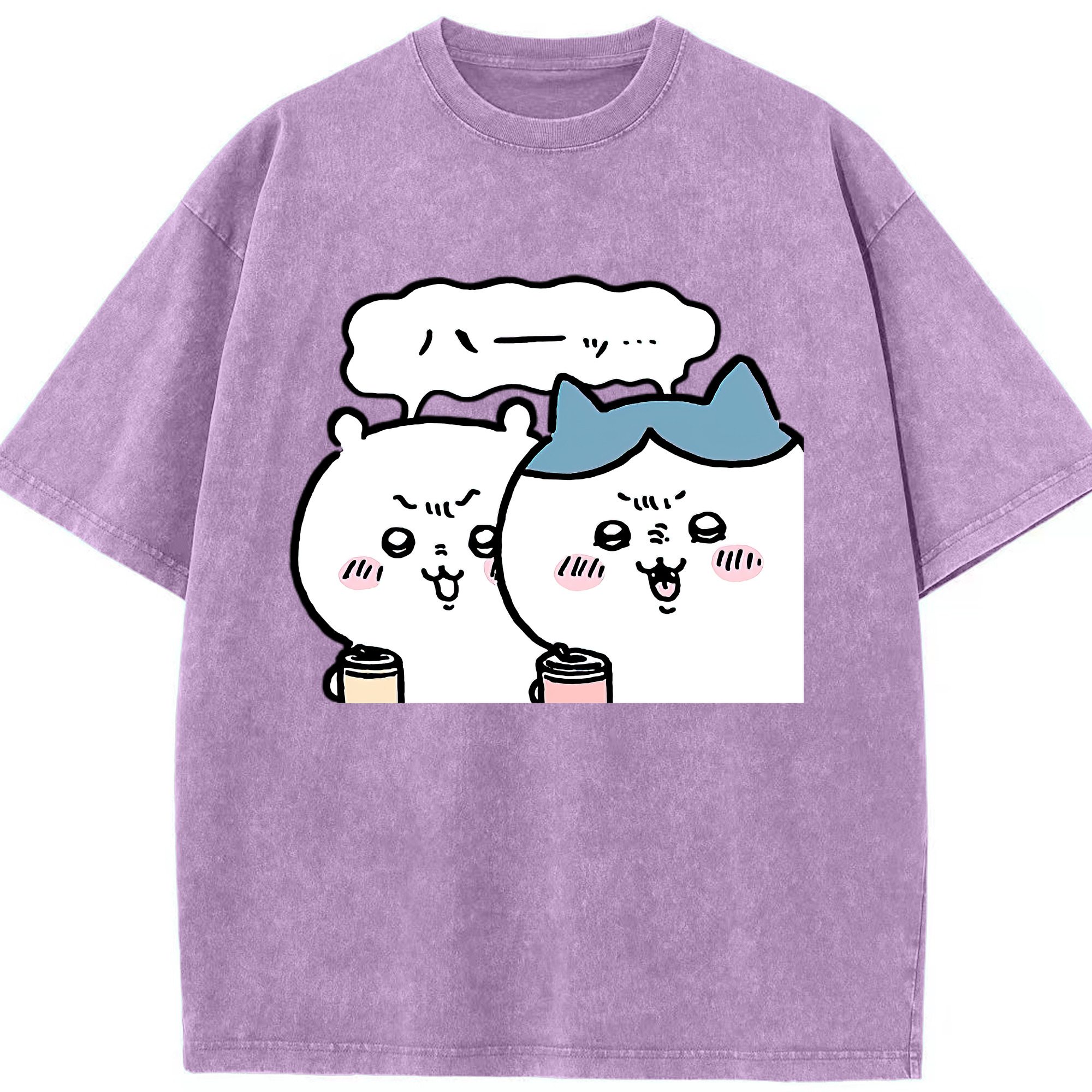 （画像用） ちいかわ ハチワレ Chii-kawa hachiware 綿100% ヴィンテージ風 半袖Tシャツ（フロントプリント）