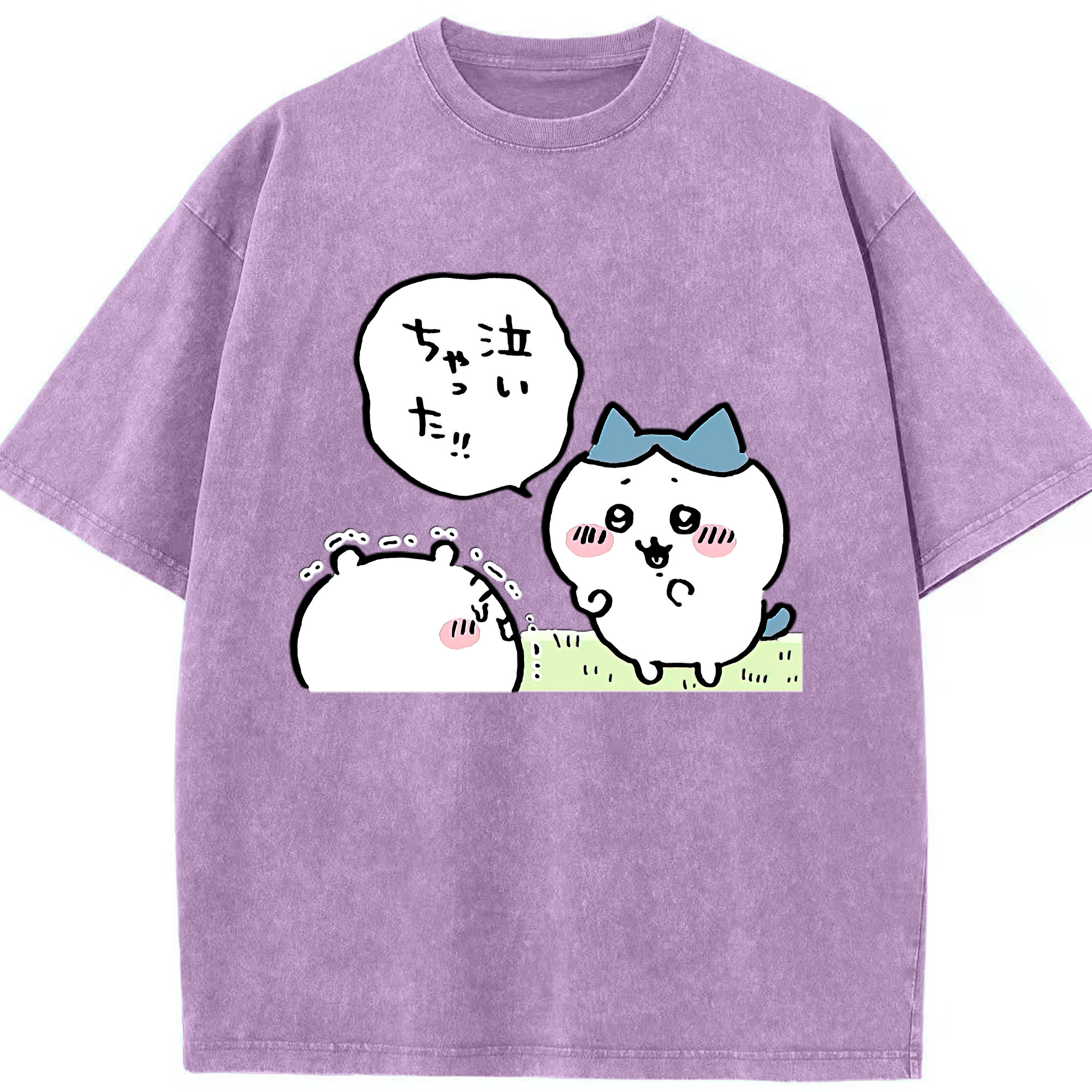 （画像用） ちいかわ ハチワレ Chii-kawa hachiware 綿100% ヴィンテージ風 半袖Tシャツ（フロントプリント）