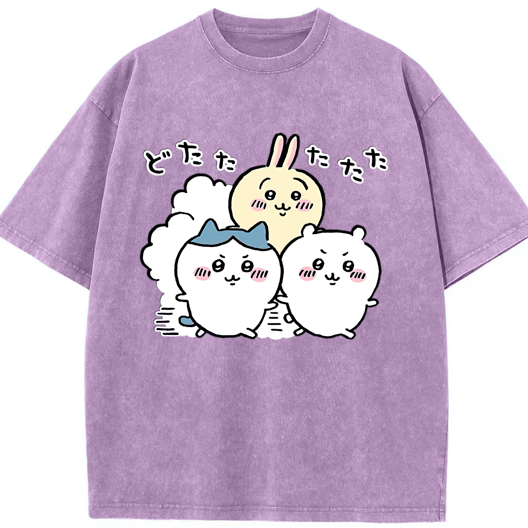 （画像用） ちいかわ ハチワレ Chii-kawa hachiware 綿100% ヴィンテージ風 半袖Tシャツ（フロントプリント）