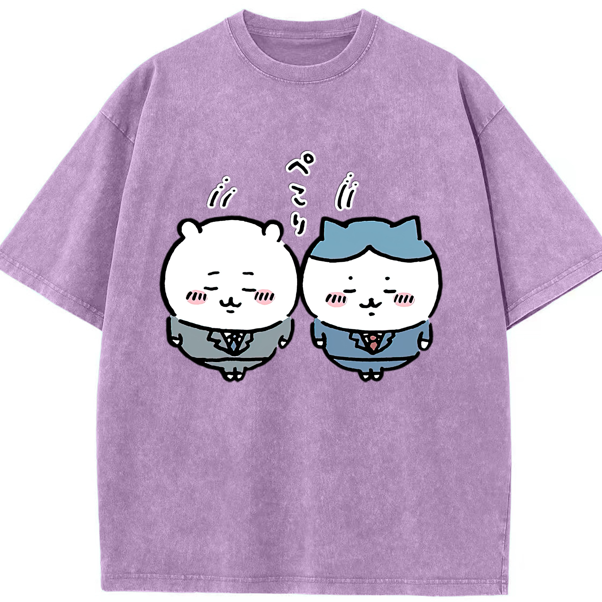 （画像用） ちいかわ ハチワレ Chii-kawa hachiware 綿100% ヴィンテージ風 半袖Tシャツ（フロントプリント）