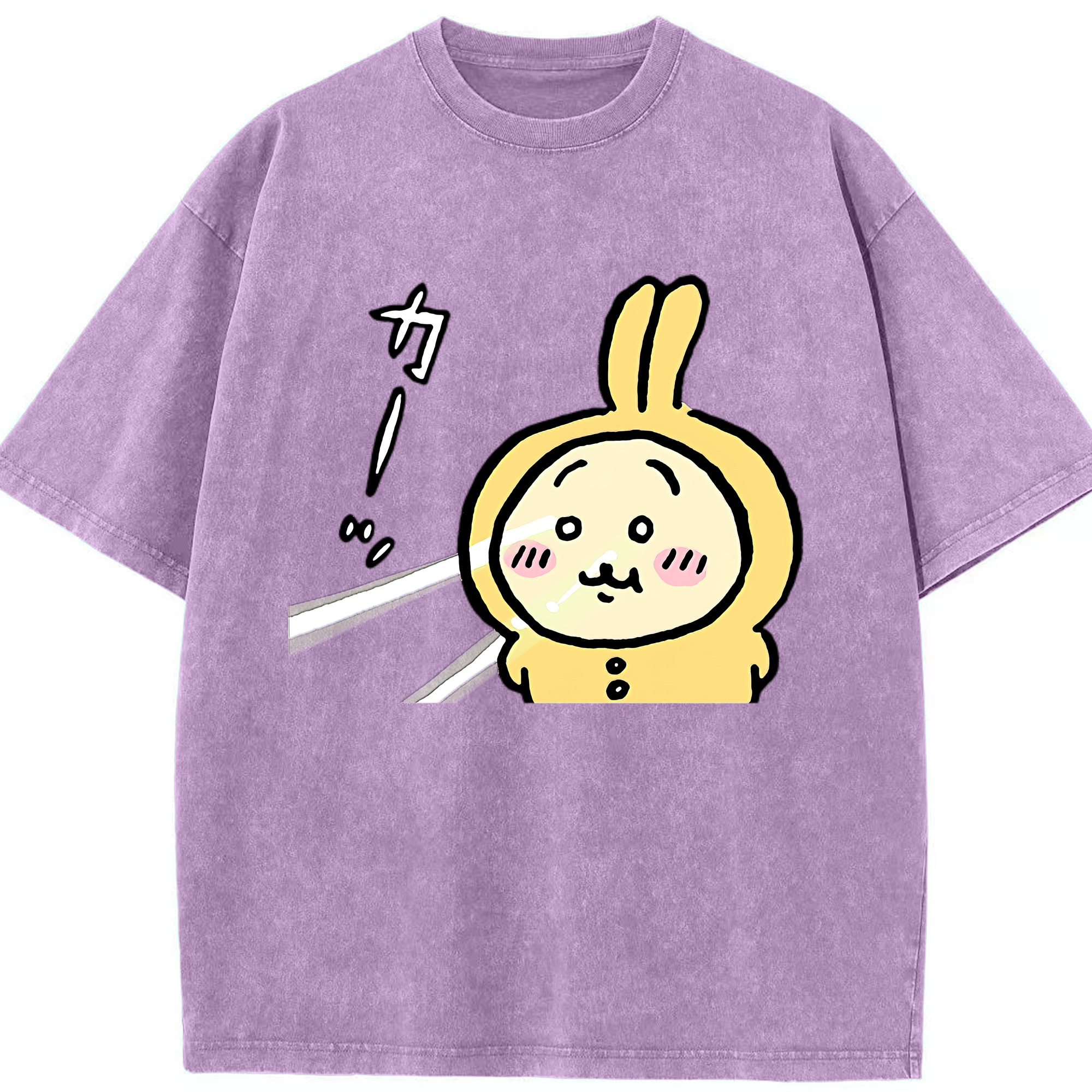 （画像用） ちいかわ うさぎ Chii-kawa usagi 綿100% ヴィンテージ風 半袖Tシャツ（フロントプリント）