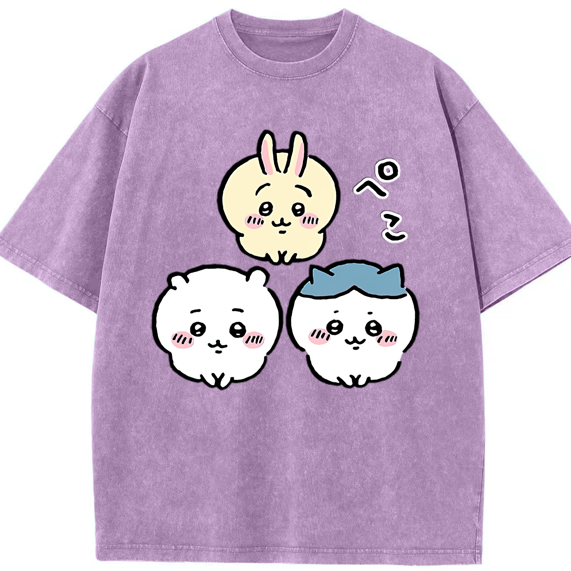 （画像用） ちいかわ うさぎ Chii-kawa usagi 綿100% ヴィンテージ風 半袖Tシャツ（フロントプリント）