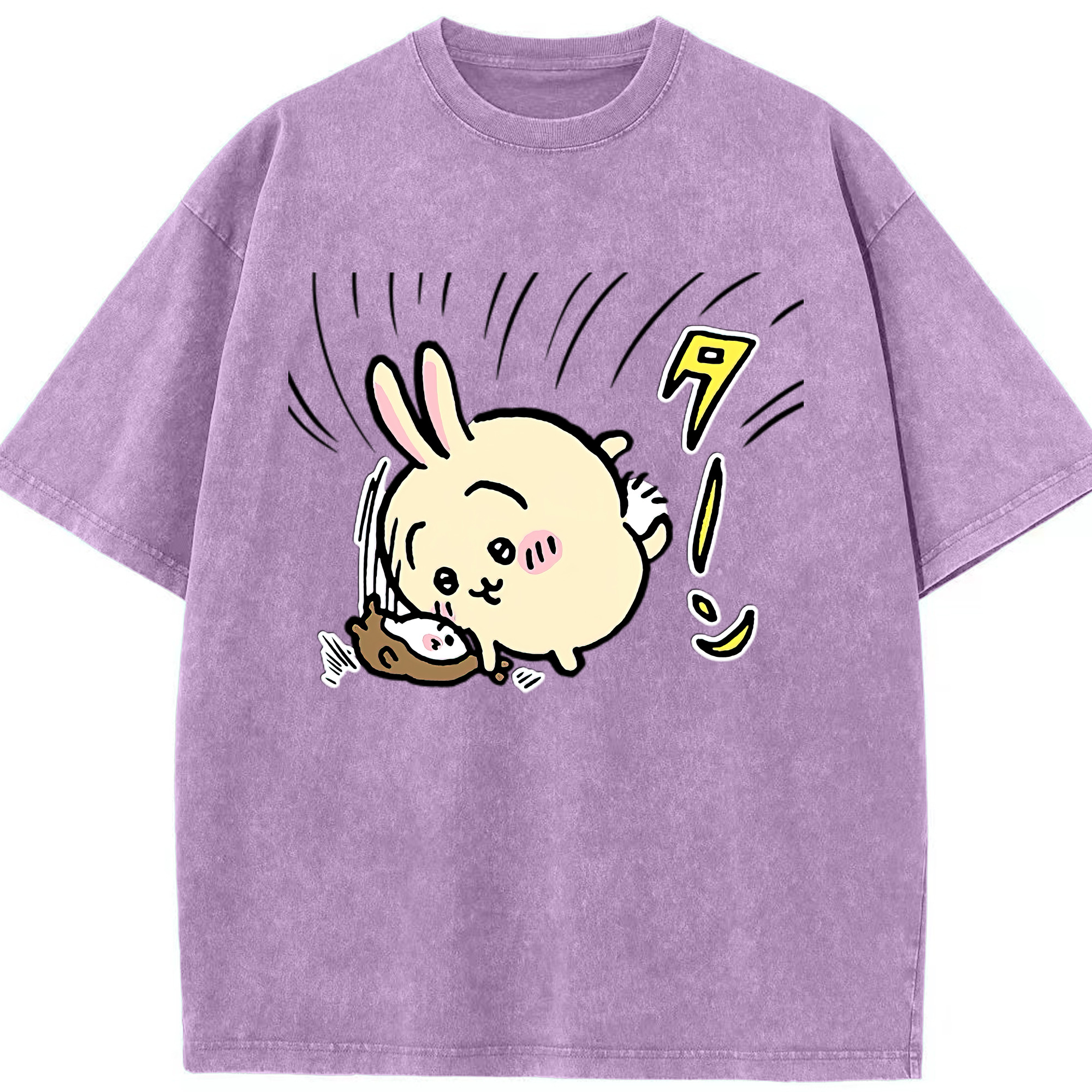 （画像用） ちいかわ うさぎ Chii-kawa usagi 綿100% ヴィンテージ風 半袖Tシャツ（フロントプリント）