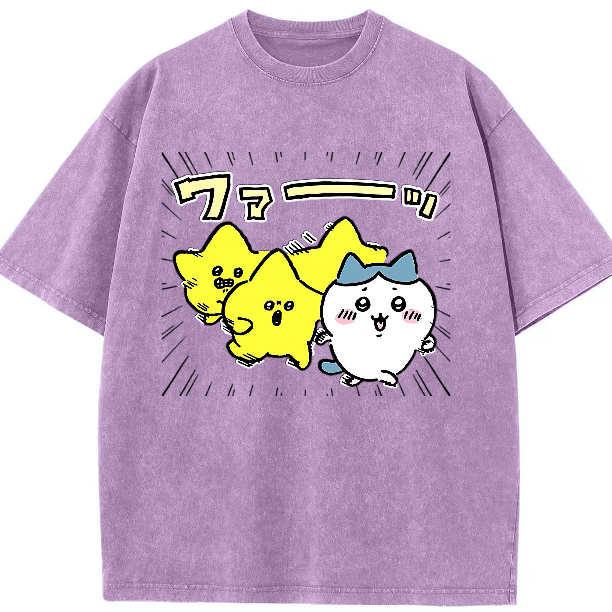 （画像用） ちいかわ 流れ星 Chii-kawa Shooting star 綿100% ヴィンテージ風 半袖Tシャツ（フロントプリント）