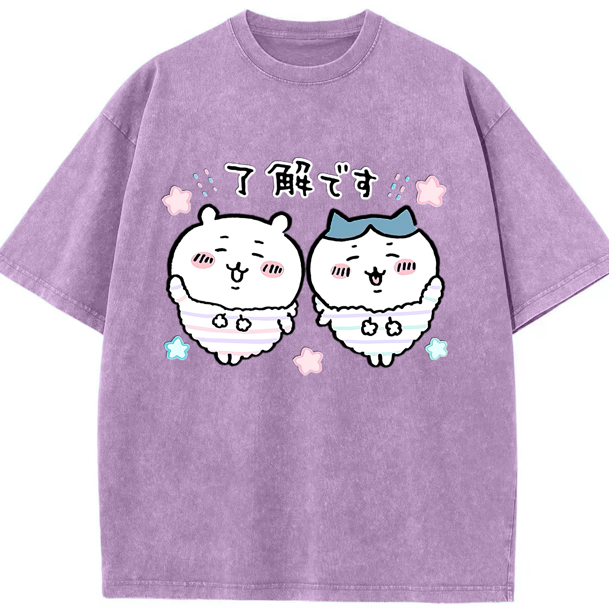 （画像用） ちいかわ ハチワレ Chii-kawa hachiware 綿100% ヴィンテージ風 半袖Tシャツ（フロントプリント）