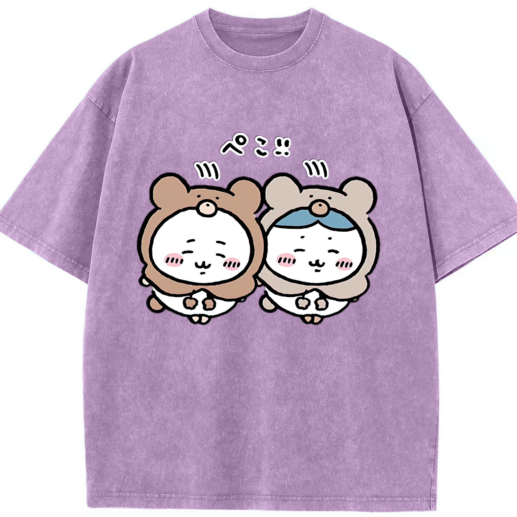 （画像用） ちいかわ ハチワレ Chii-kawa hachiware 綿100% ヴィンテージ風 半袖Tシャツ（フロントプリント）