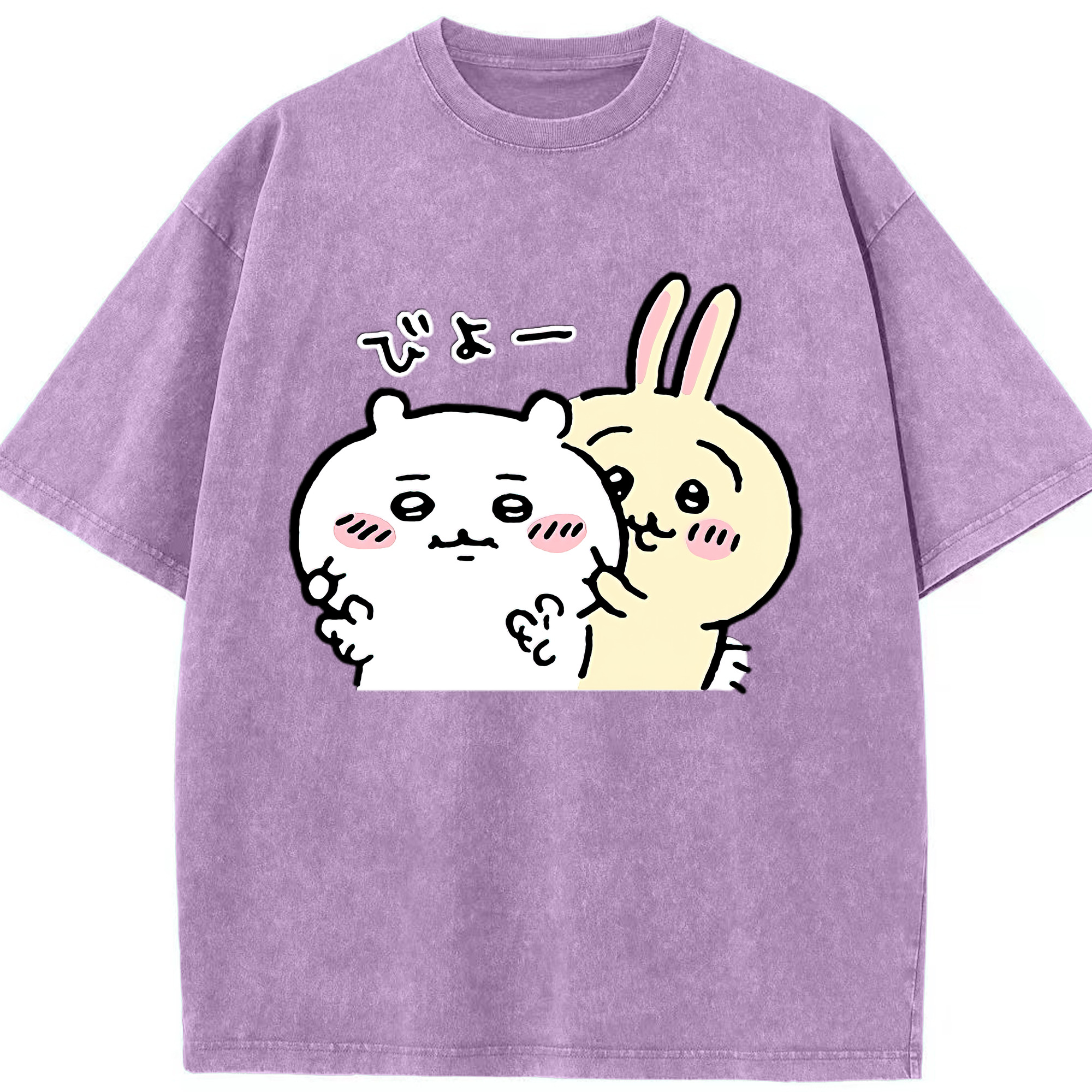 （画像用） ちいかわ うさぎ Chii-kawa usagi 綿100% ヴィンテージ風 半袖Tシャツ（フロントプリント）