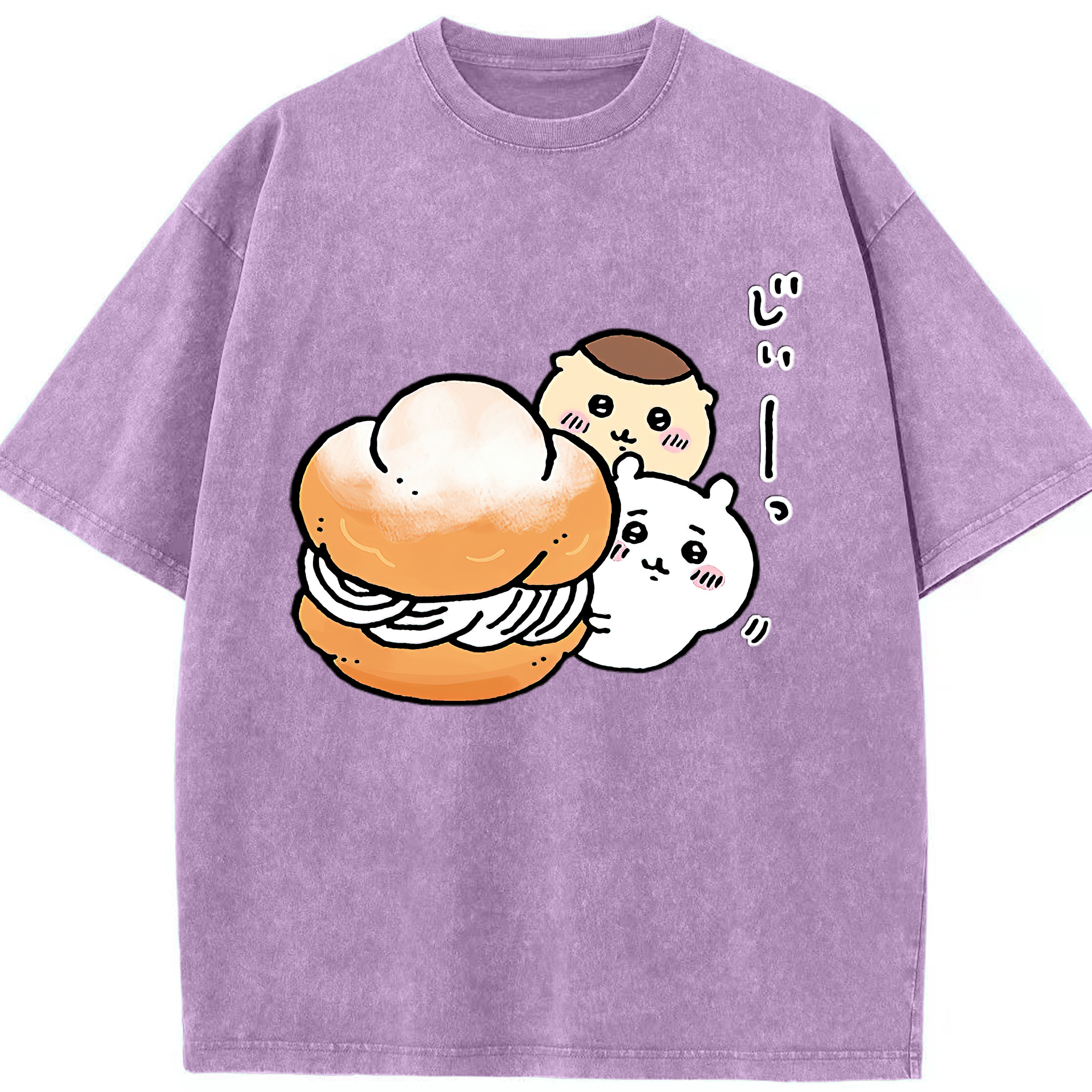 （画像用） ちいかわ くりまんじゅう Chii-kawa kuri manjū 綿100% ヴィンテージ風 半袖Tシャツ（フロントプリント）
