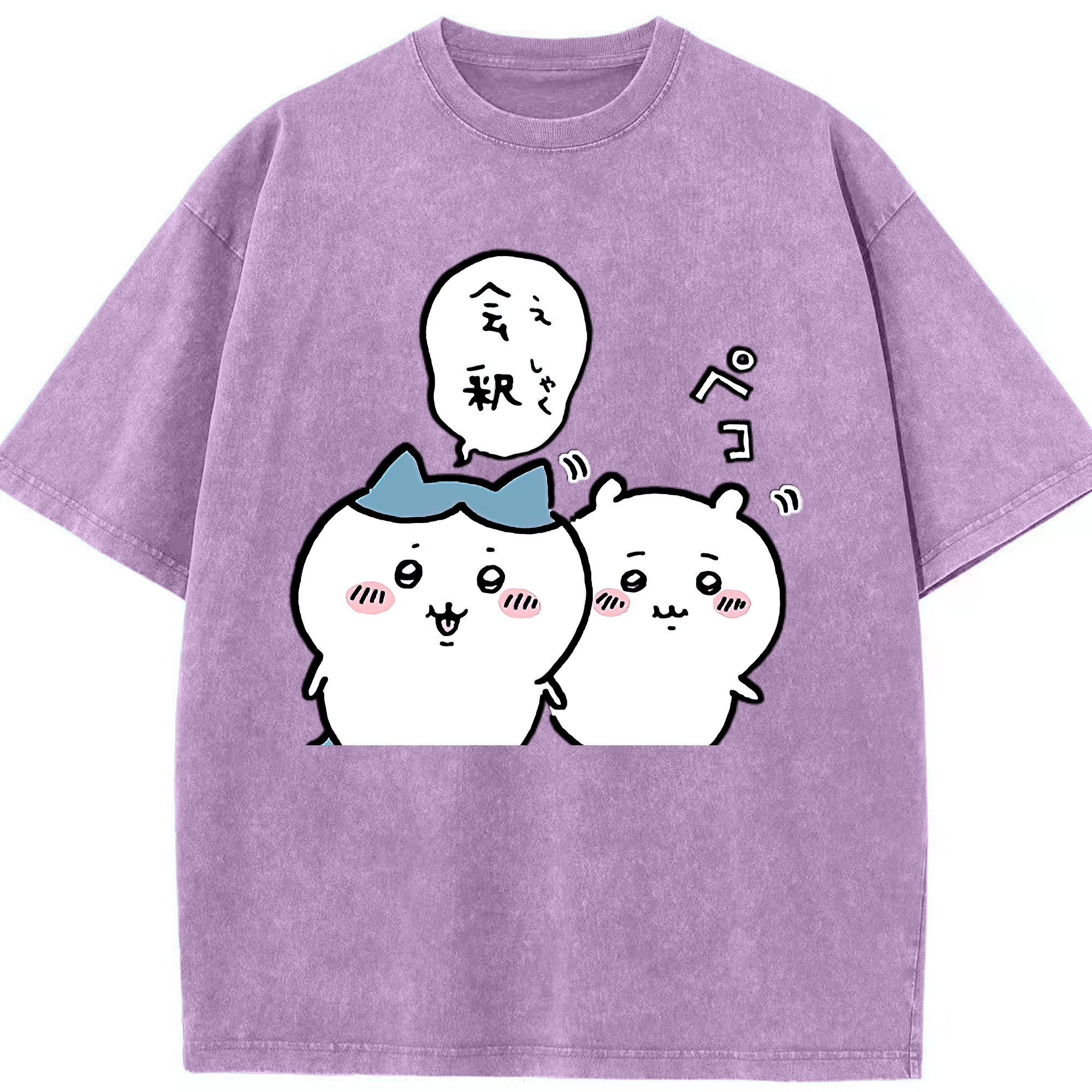 （画像用） ちいかわ ハチワレ Chii-kawa hachiware 綿100% ヴィンテージ風 半袖Tシャツ（フロントプリント）