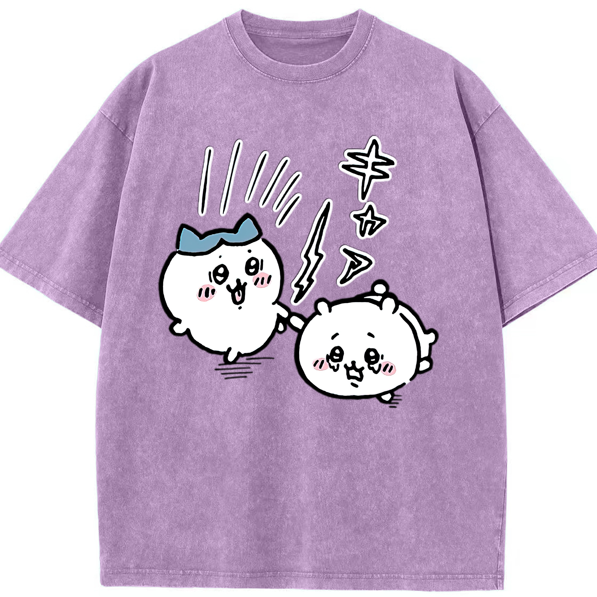 （画像用） ちいかわ ハチワレ Chii-kawa hachiware 綿100% ヴィンテージ風 半袖Tシャツ（フロントプリント）