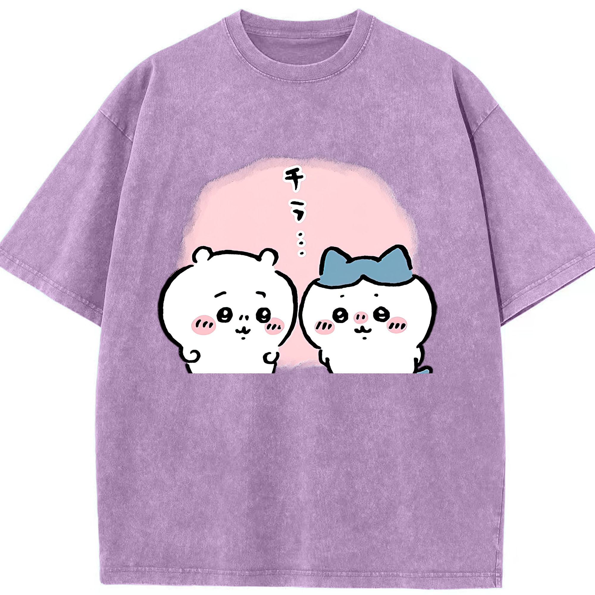 （画像用） ちいかわ ハチワレ Chii-kawa hachiware 綿100% ヴィンテージ風 半袖Tシャツ（フロントプリント）