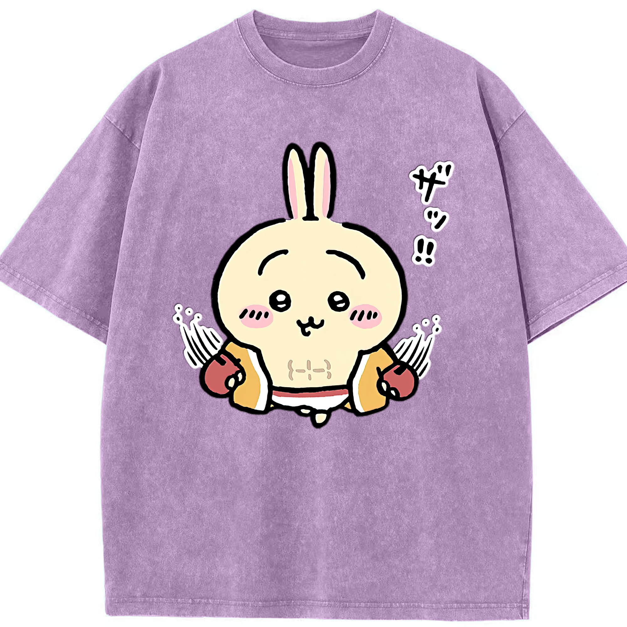 （画像用） ちいかわ うさぎ Chii-kawa usagi 綿100% ヴィンテージ風 半袖Tシャツ（フロントプリント）