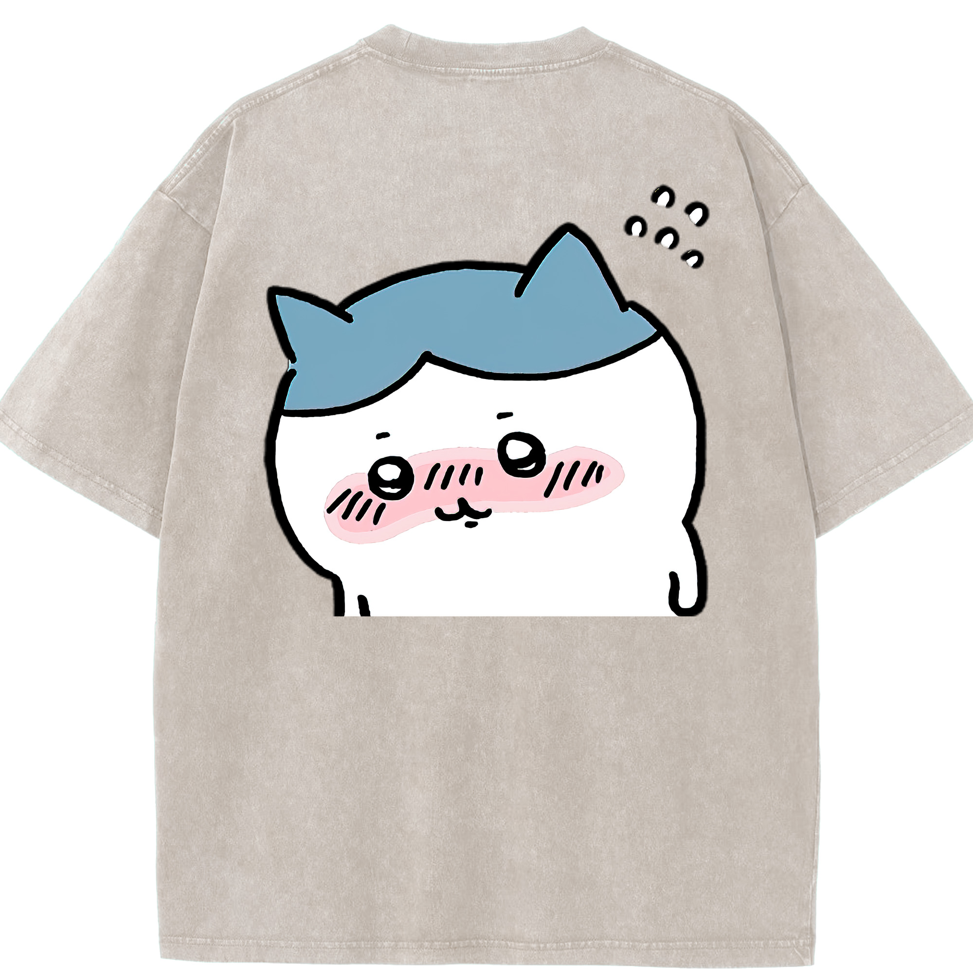 （画像用） ちいかわ ハチワレ Chii-kawa hachiware 綿100% ヴィンテージ風 半袖Tシャツ（背面プリント）