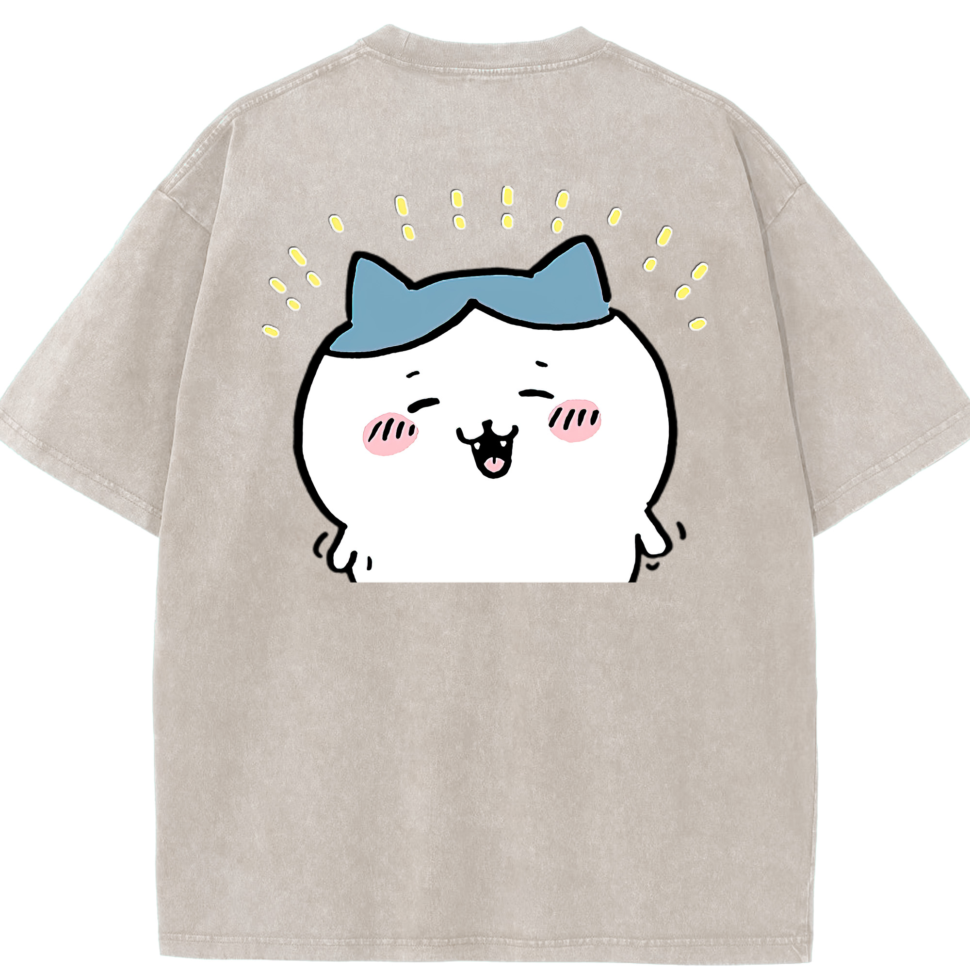 （画像用） ちいかわ ハチワレ Chii-kawa hachiware 綿100% ヴィンテージ風 半袖Tシャツ（背面プリント）