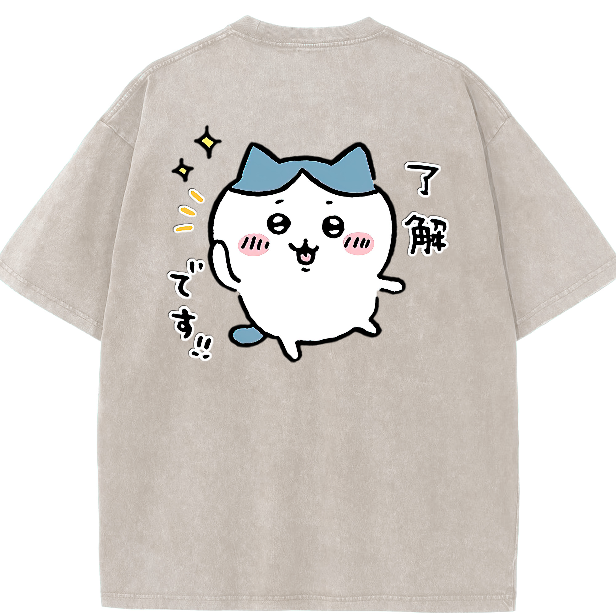 （画像用） ちいかわ ハチワレ Chii-kawa hachiware 綿100% ヴィンテージ風 半袖Tシャツ（背面プリント）