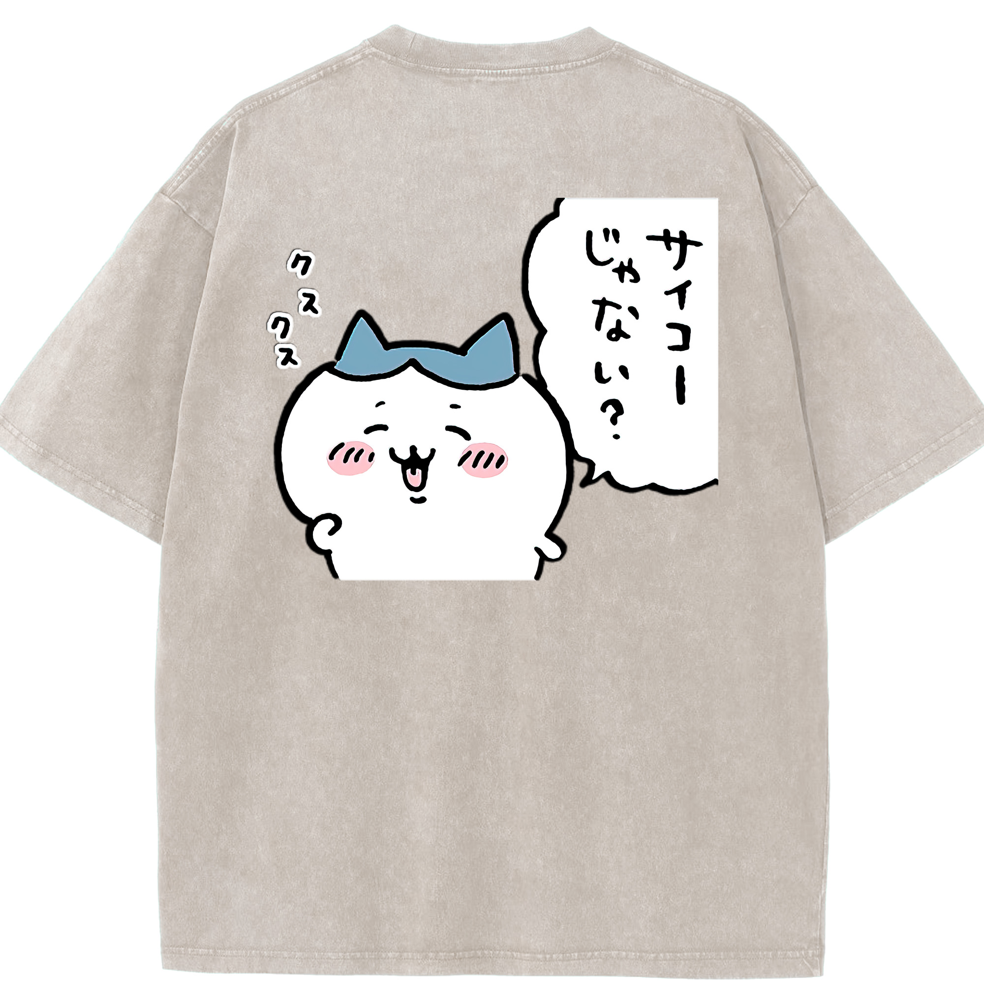 （画像用） ちいかわ ハチワレ Chii-kawa hachiware 綿100% ヴィンテージ風 半袖Tシャツ（背面プリント）