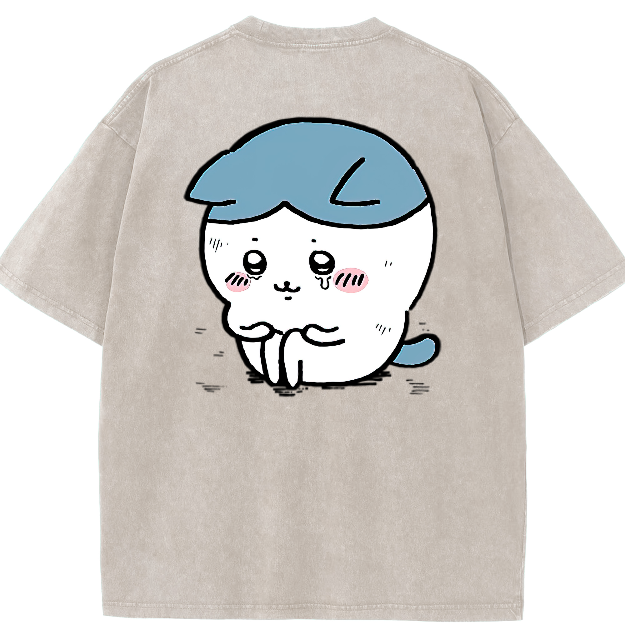 （画像用） ちいかわ ハチワレ Chii-kawa hachiware 綿100% ヴィンテージ風 半袖Tシャツ（背面プリント）