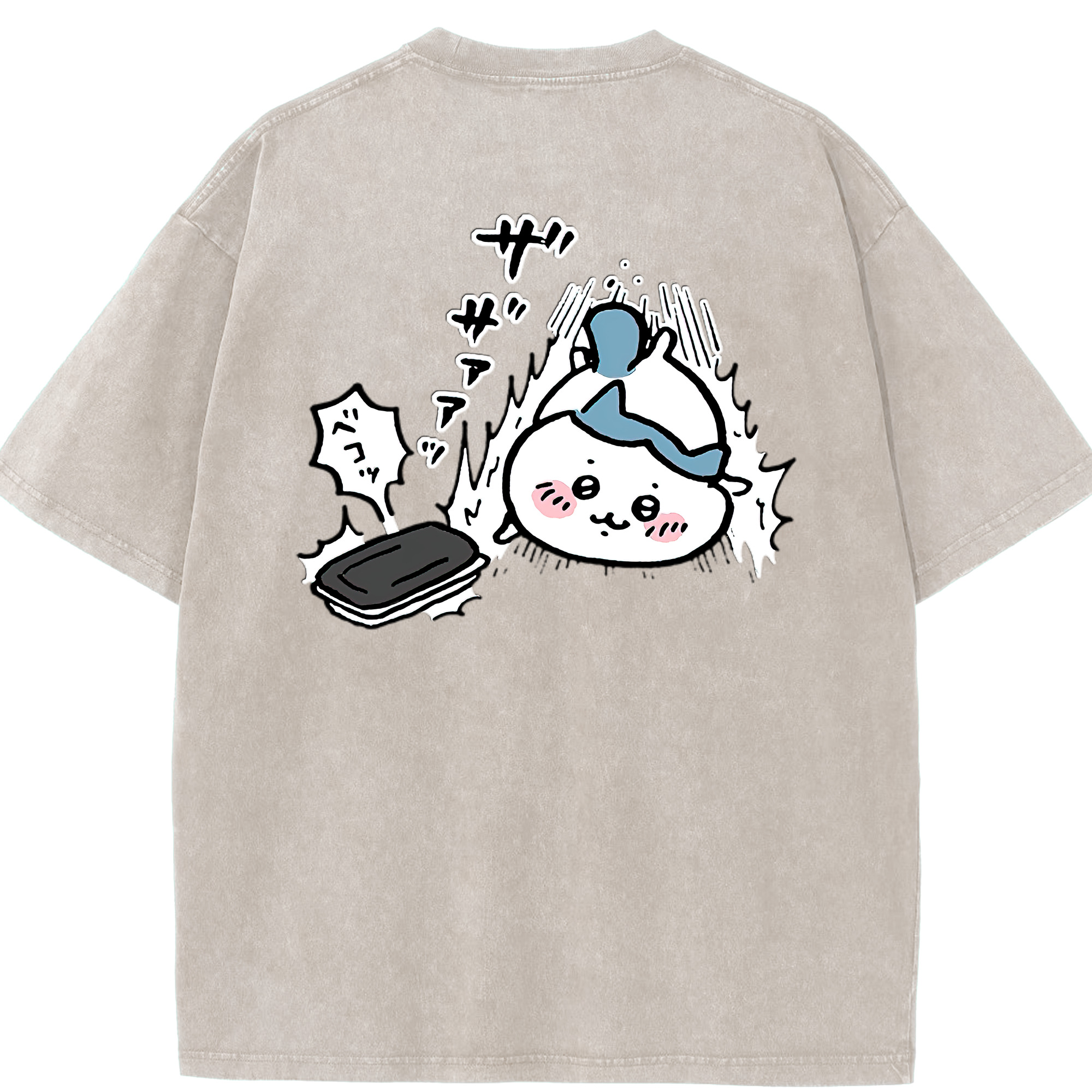 （画像用） ちいかわ ハチワレ Chii-kawa hachiware 綿100% ヴィンテージ風 半袖Tシャツ（背面プリント）
