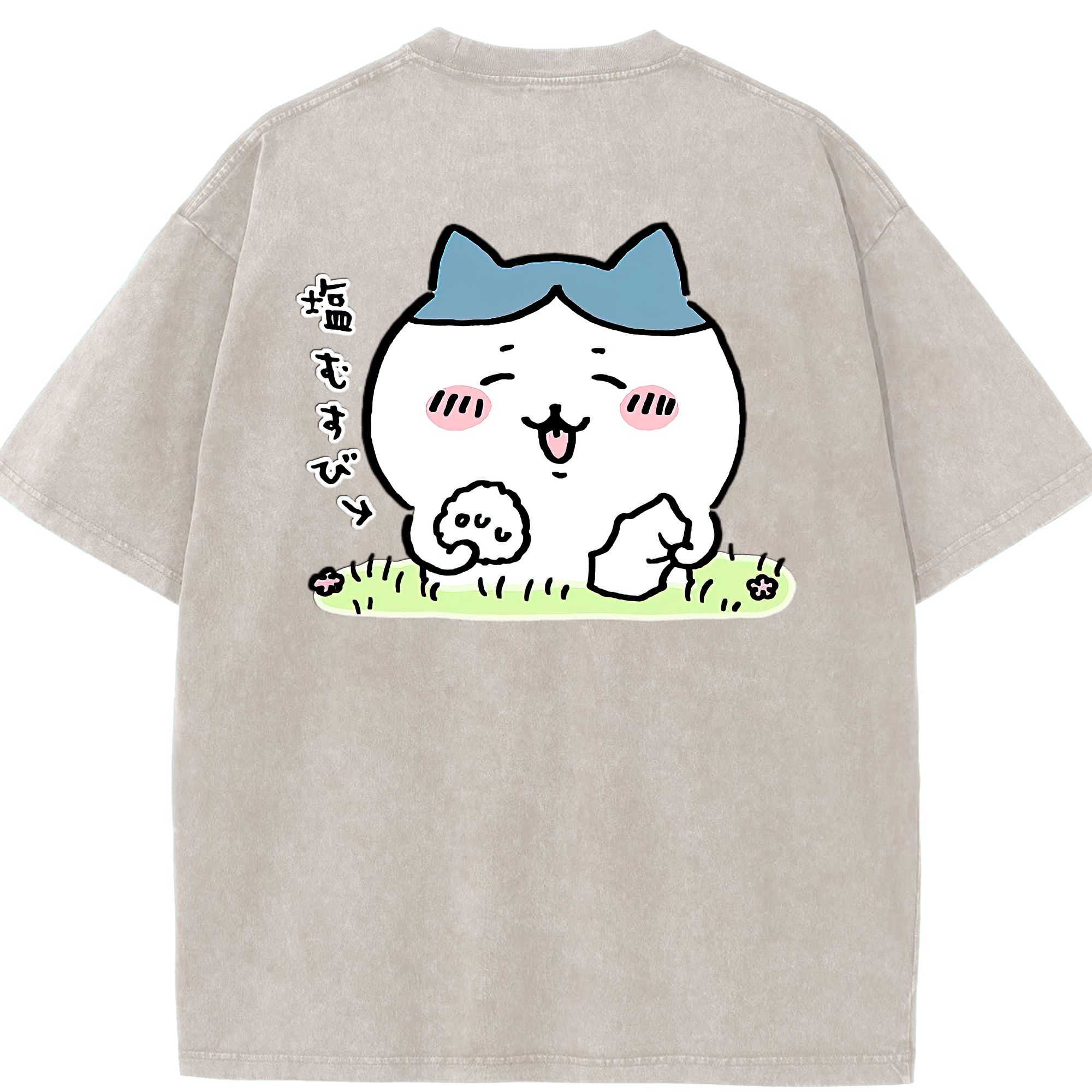 （画像用） ちいかわ ハチワレ Chii-kawa hachiware 綿100% ヴィンテージ風 半袖Tシャツ（背面プリント）