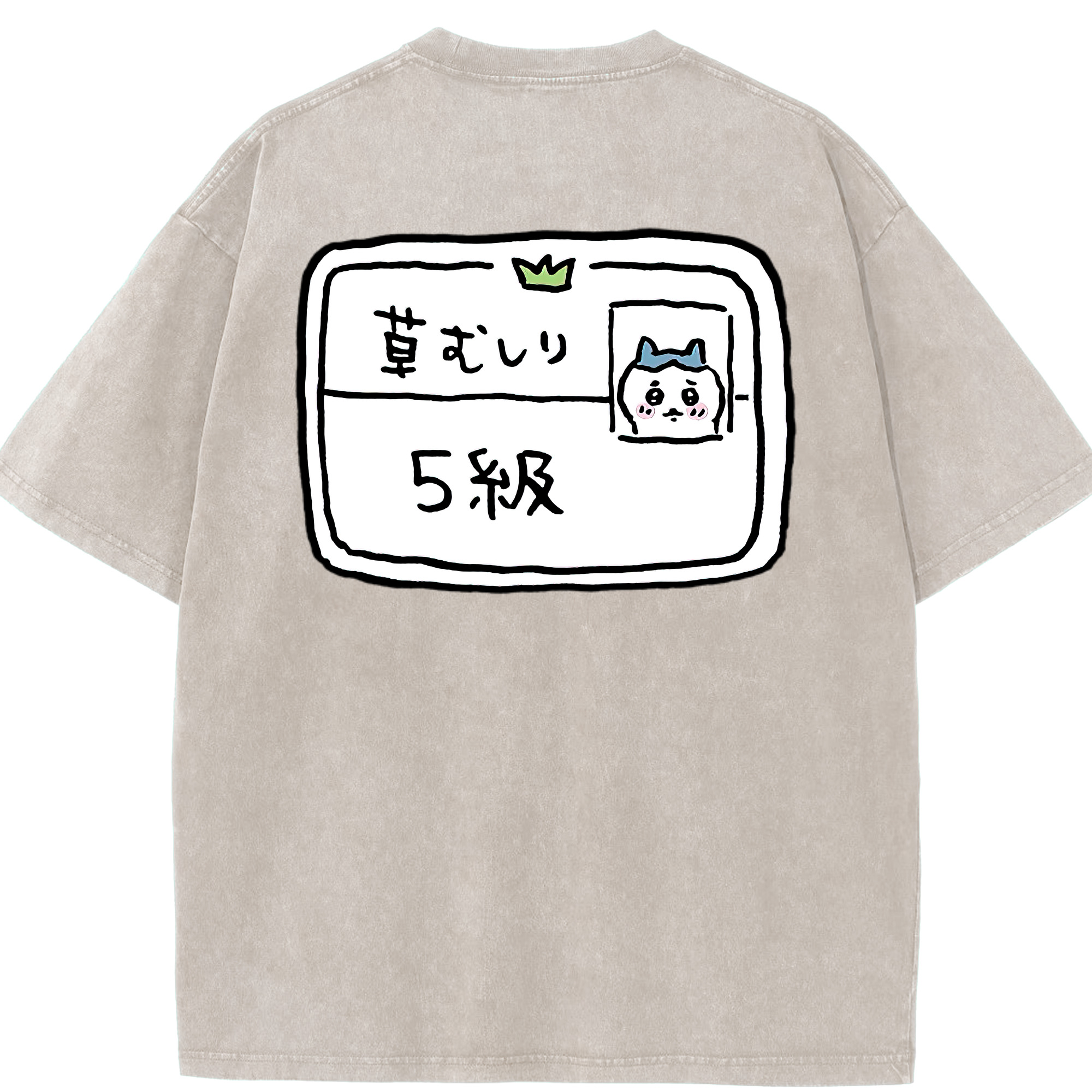 （画像用） ちいかわ ハチワレ Chii-kawa hachiware 綿100% ヴィンテージ風 半袖Tシャツ（背面プリント）