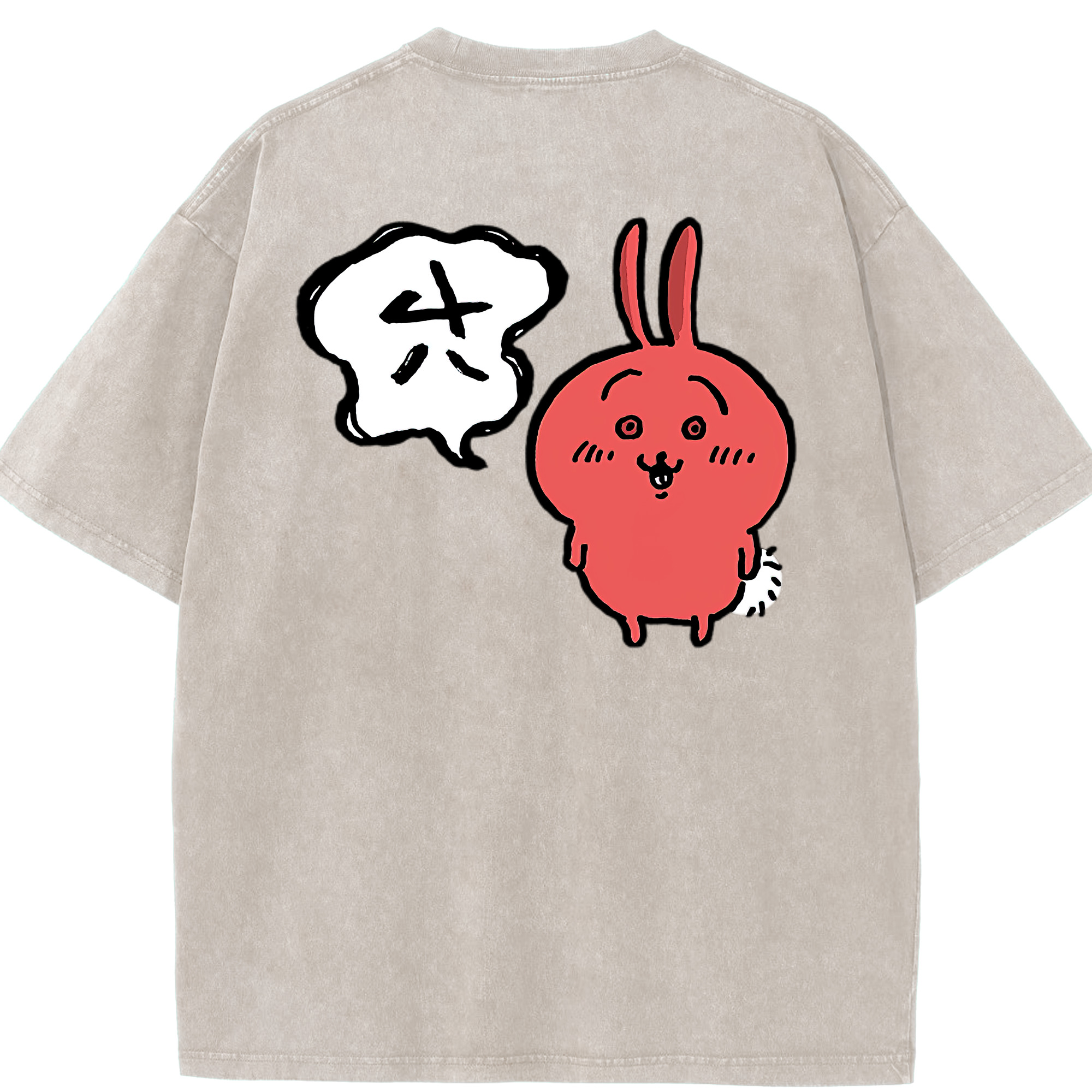 （画像用） ちいかわ ハチワレ Chii-kawa hachiware 綿100% ヴィンテージ風 半袖Tシャツ（背面プリント）