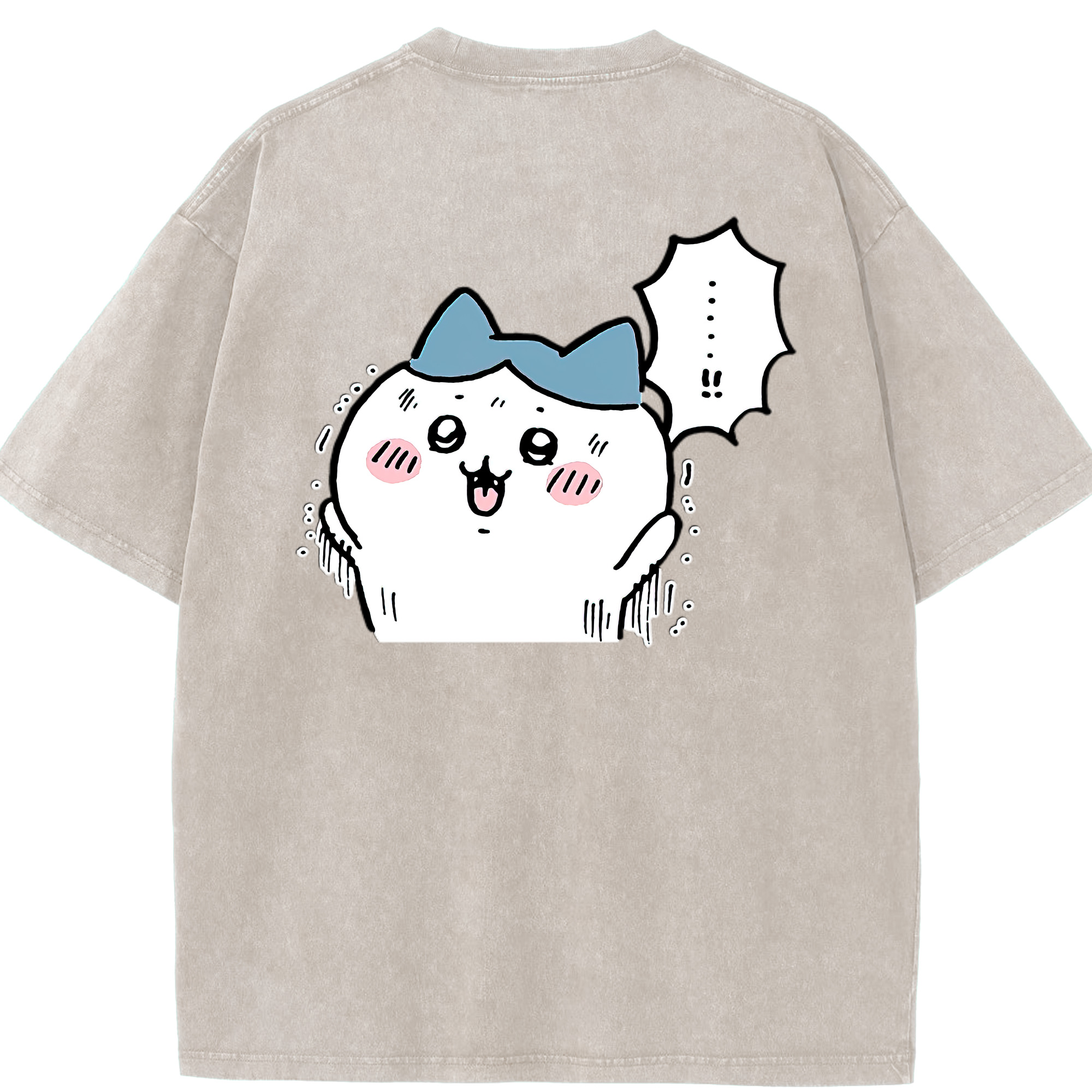 （画像用） ちいかわ ハチワレ Chii-kawa hachiware 綿100% ヴィンテージ風 半袖Tシャツ（背面プリント）