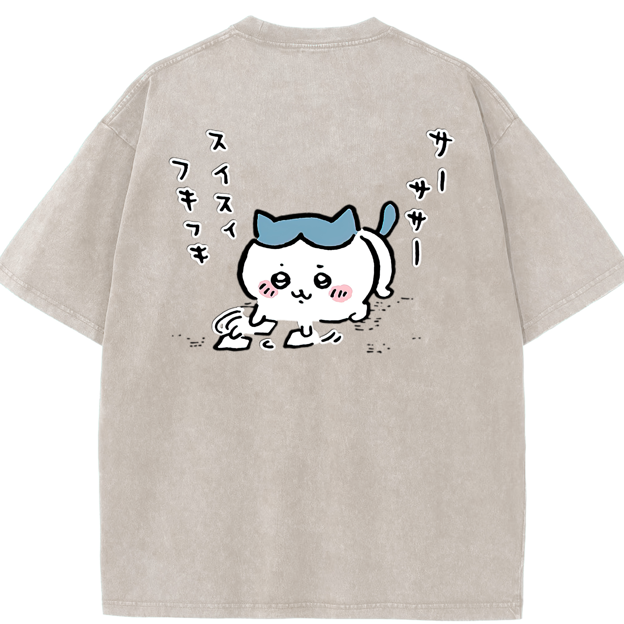 （画像用） ちいかわ ハチワレ Chii-kawa hachiware 綿100% ヴィンテージ風 半袖Tシャツ（背面プリント）